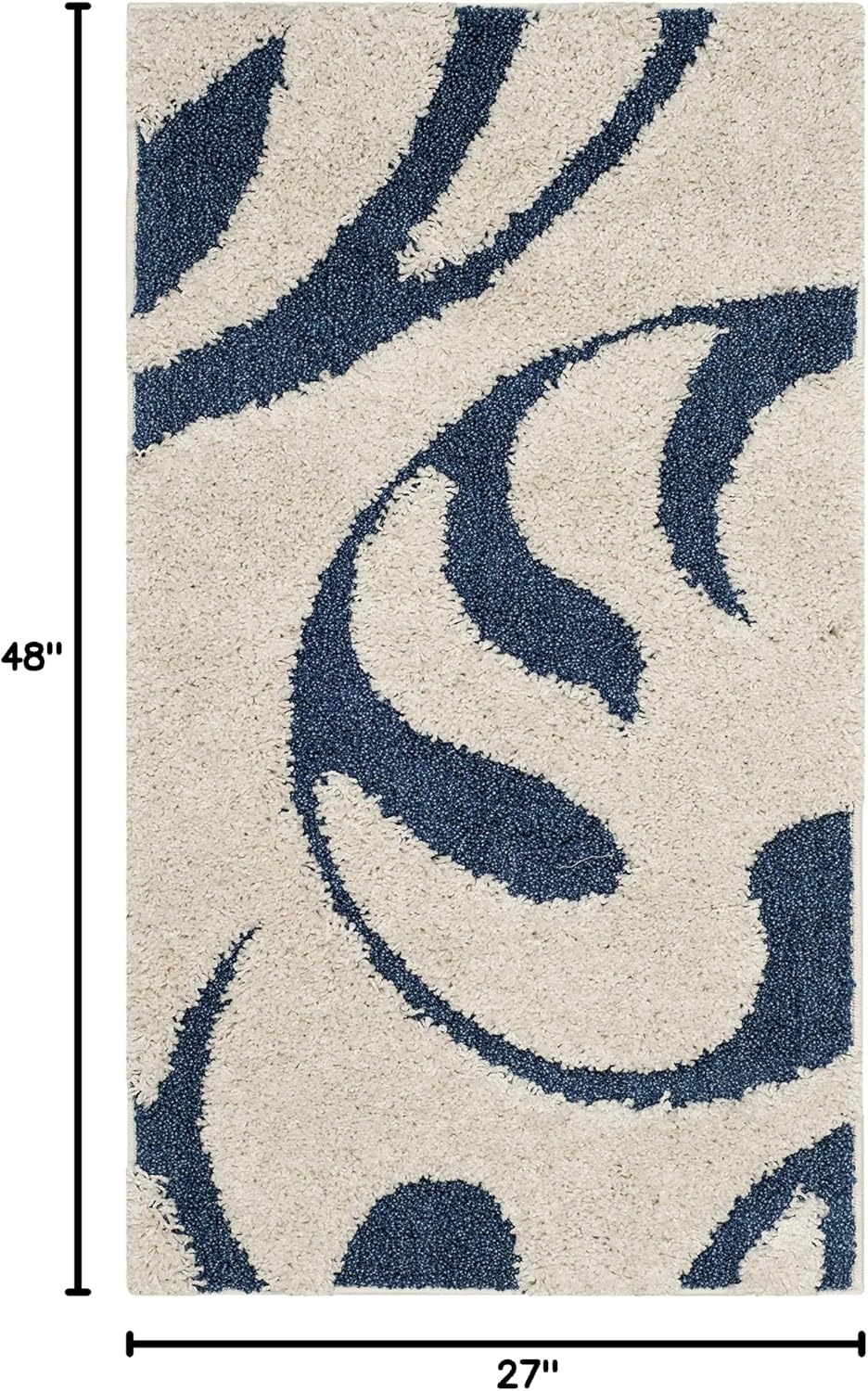 image:imageSAFAVIEH Area Rug 8x10 Florida Shag Collection Large Cream amp Blue Scroll Design NonShedding amp Easy Cleaning Plush Thick Pile Ideal for Living Room Bedroom Dining Space SG4681165CreamBlue