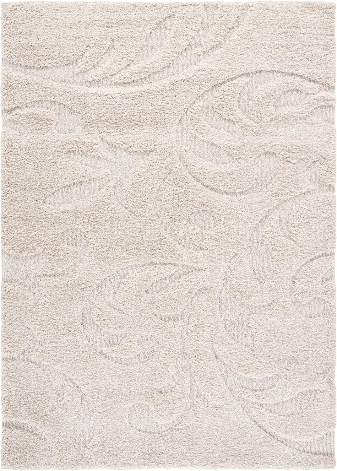 image:imageSAFAVIEH Area Rug 8x10 Florida Shag Collection Large Cream amp Blue Scroll Design NonShedding amp Easy Cleaning Plush Thick Pile Ideal for Living Room Bedroom Dining Space SG4681165Creme