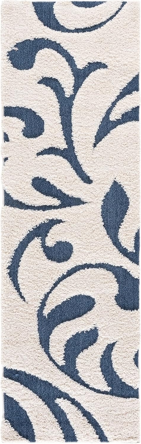 image:imageSAFAVIEH Area Rug 8x10 Florida Shag Collection Large Cream amp Blue Scroll Design NonShedding amp Easy Cleaning Plush Thick Pile Ideal for Living Room Bedroom Dining Space SG4681165CreamBlue