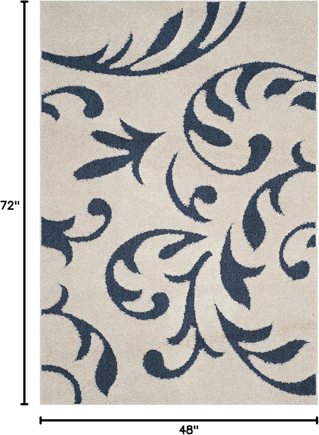 image:imageSAFAVIEH Area Rug 8x10 Florida Shag Collection Large Cream amp Blue Scroll Design NonShedding amp Easy Cleaning Plush Thick Pile Ideal for Living Room Bedroom Dining Space SG4681165CreamBlue