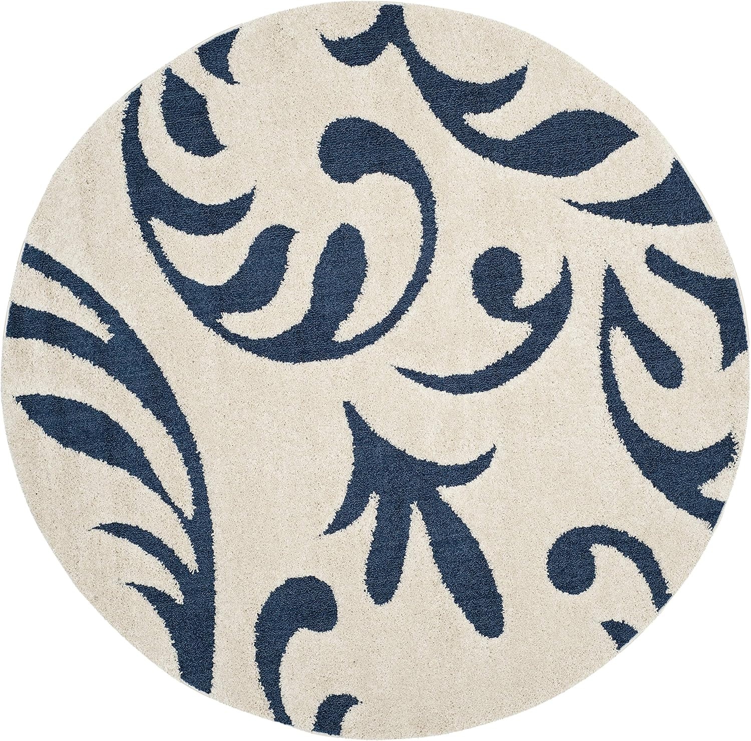 image:imageSAFAVIEH Area Rug 8x10 Florida Shag Collection Large Cream amp Blue Scroll Design NonShedding amp Easy Cleaning Plush Thick Pile Ideal for Living Room Bedroom Dining Space SG4681165CreamBlue