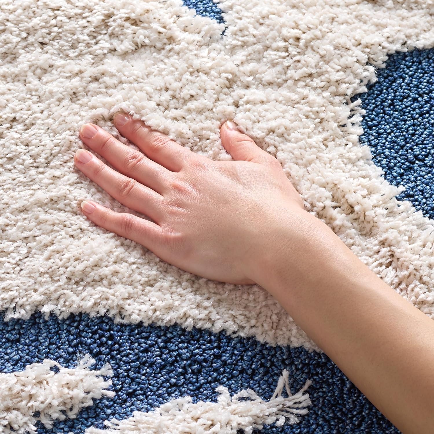 image:imageSAFAVIEH Area Rug 8x10 Florida Shag Collection Large Cream amp Blue Scroll Design NonShedding amp Easy Cleaning Plush Thick Pile Ideal for Living Room Bedroom Dining Space SG4681165CreamBlue