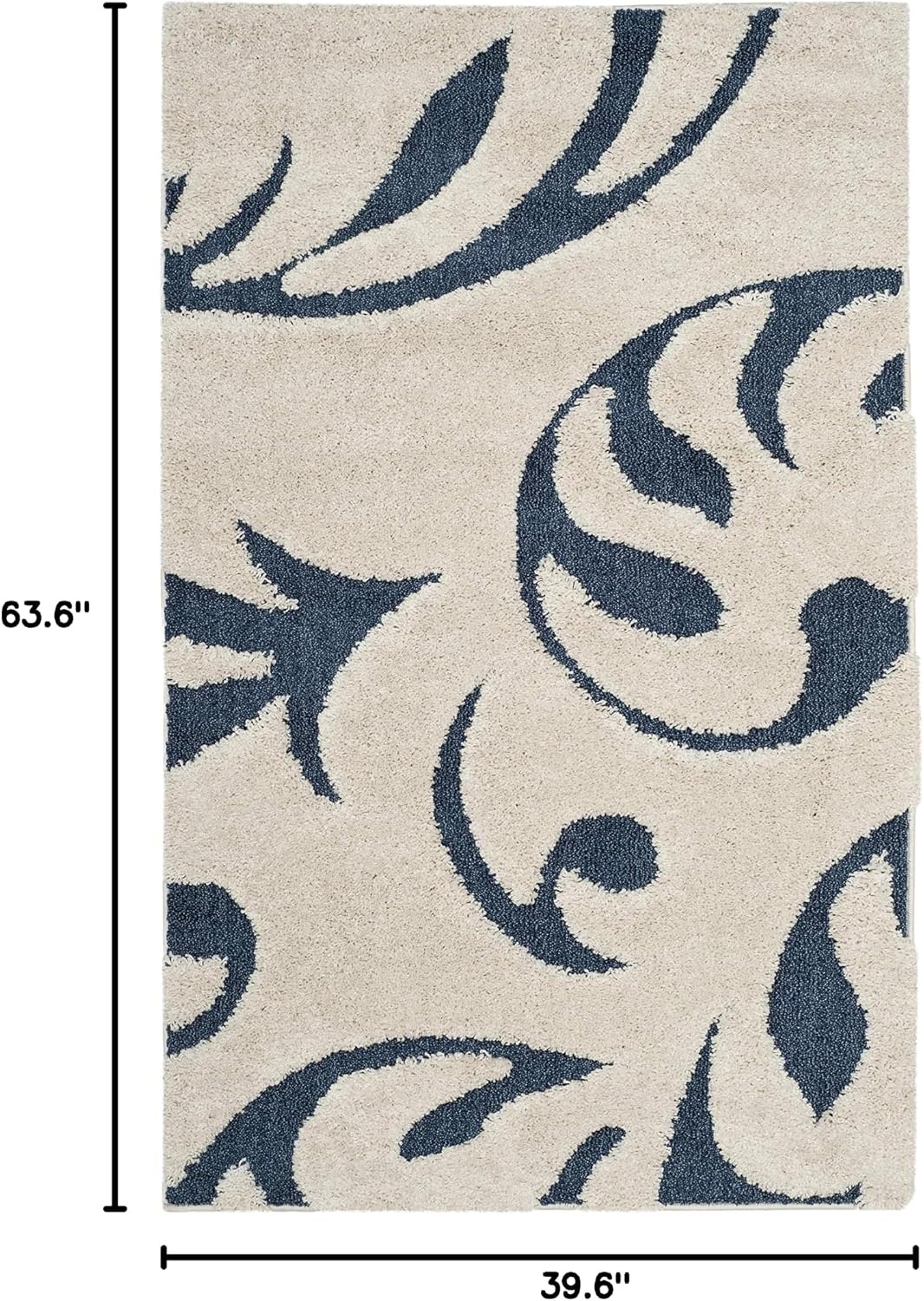 image:imageSAFAVIEH Area Rug 8x10 Florida Shag Collection Large Cream amp Blue Scroll Design NonShedding amp Easy Cleaning Plush Thick Pile Ideal for Living Room Bedroom Dining Space SG4681165CreamBlue