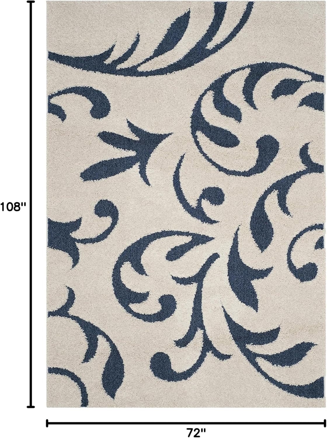 image:imageSAFAVIEH Area Rug 8x10 Florida Shag Collection Large Cream amp Blue Scroll Design NonShedding amp Easy Cleaning Plush Thick Pile Ideal for Living Room Bedroom Dining Space SG4681165CreamBlue