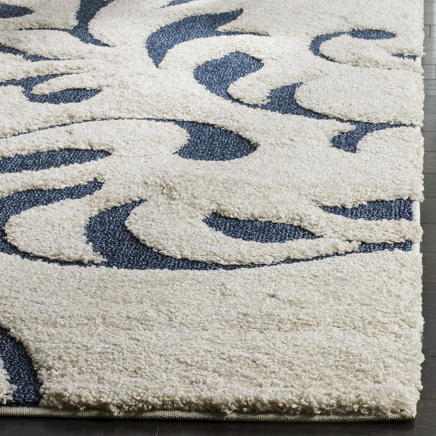 image:imageSAFAVIEH Area Rug 8x10 Florida Shag Collection Large Cream amp Blue Scroll Design NonShedding amp Easy Cleaning Plush Thick Pile Ideal for Living Room Bedroom Dining Space SG4681165CreamBlue