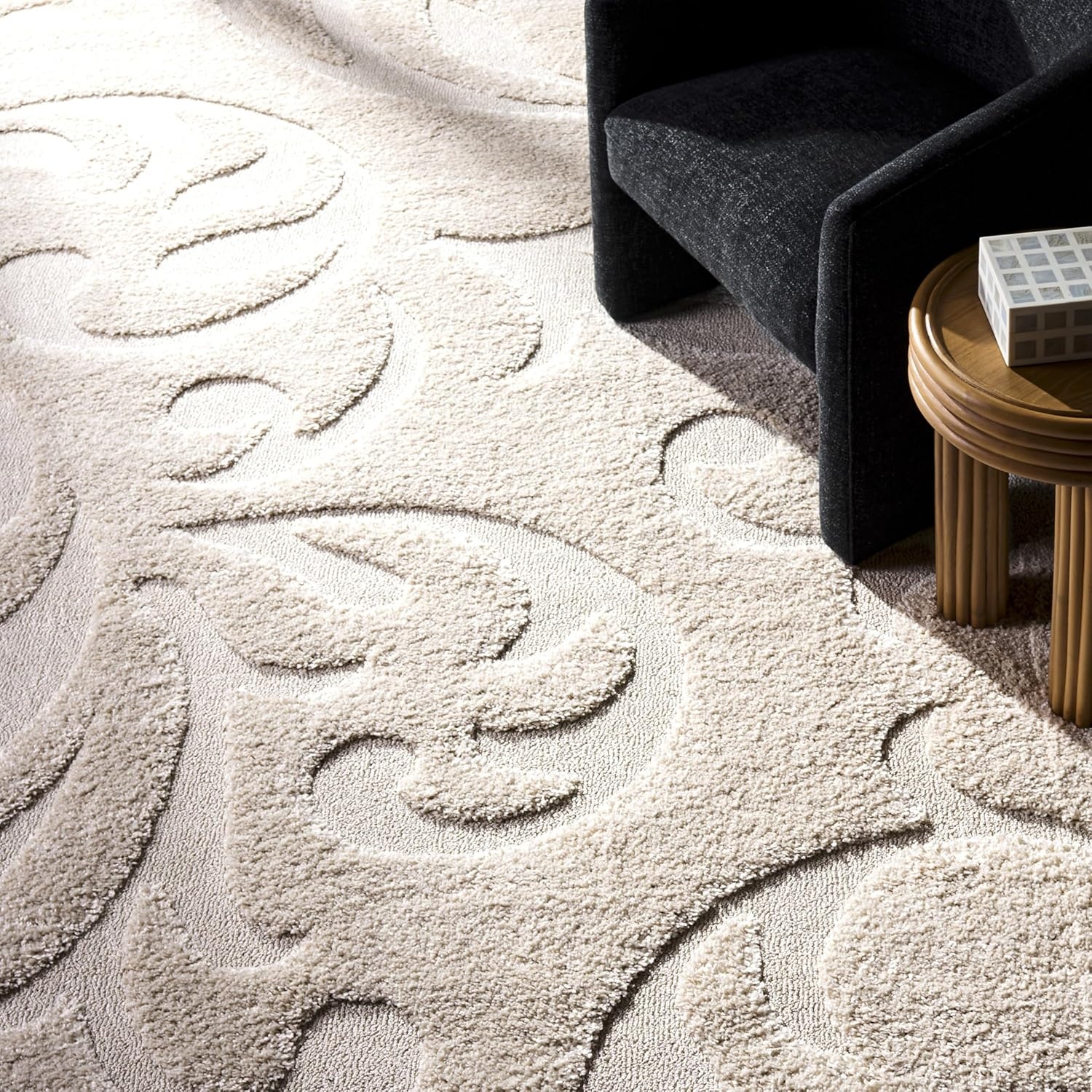 image:imageSAFAVIEH Area Rug 8x10 Florida Shag Collection Large Cream amp Blue Scroll Design NonShedding amp Easy Cleaning Plush Thick Pile Ideal for Living Room Bedroom Dining Space SG4681165Creme
