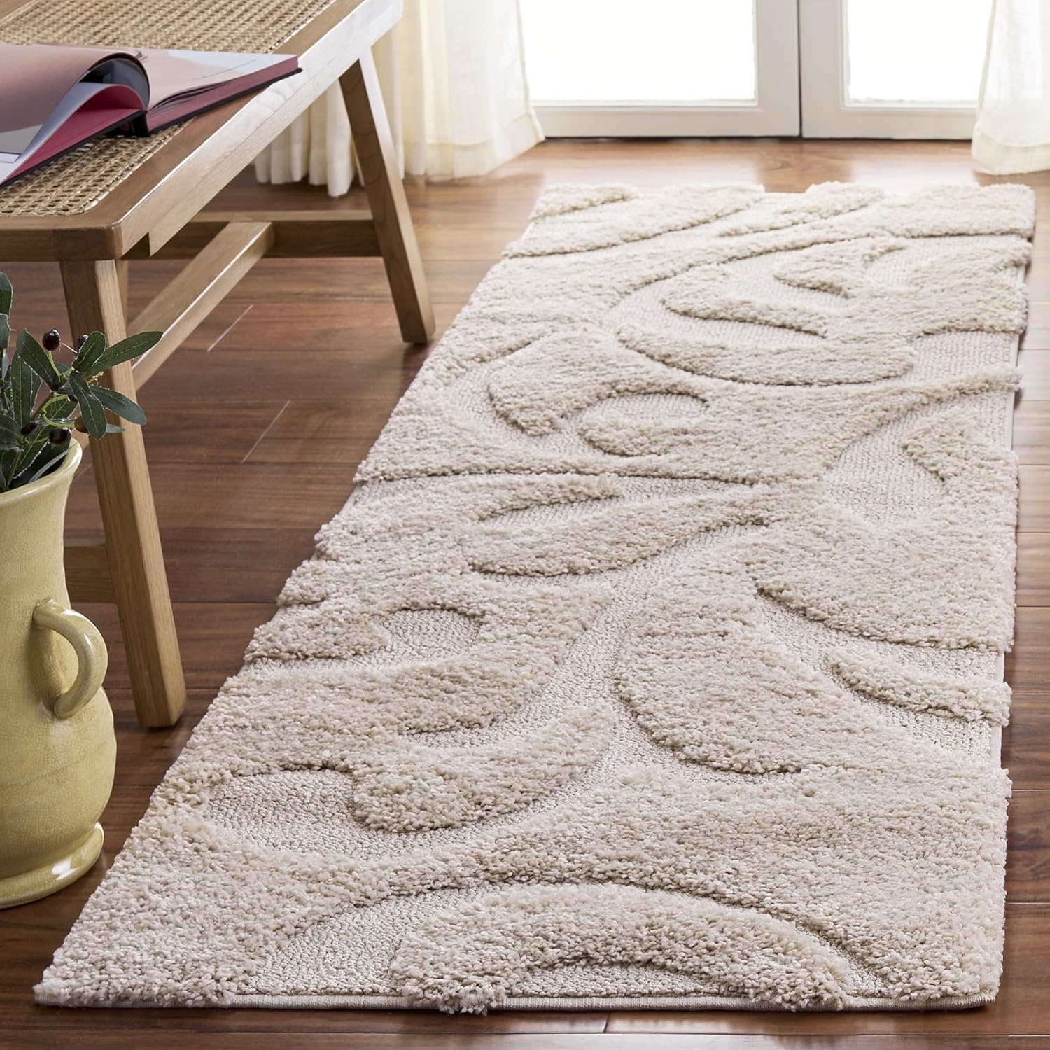 image:imageSAFAVIEH Area Rug 8x10 Florida Shag Collection Large Cream amp Blue Scroll Design NonShedding amp Easy Cleaning Plush Thick Pile Ideal for Living Room Bedroom Dining Space SG4681165Creme