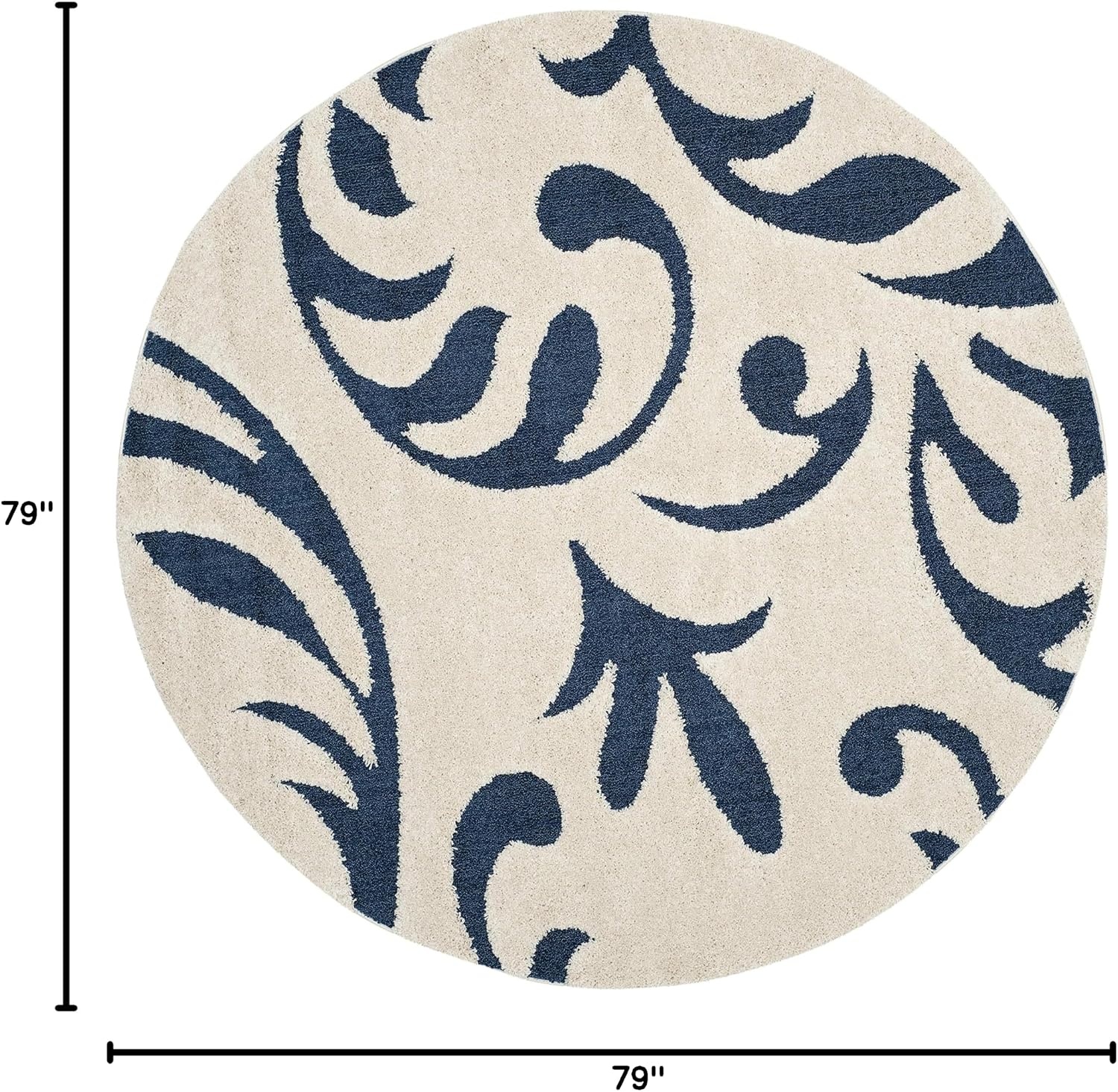 image:imageSAFAVIEH Area Rug 8x10 Florida Shag Collection Large Cream amp Blue Scroll Design NonShedding amp Easy Cleaning Plush Thick Pile Ideal for Living Room Bedroom Dining Space SG4681165CreamBlue