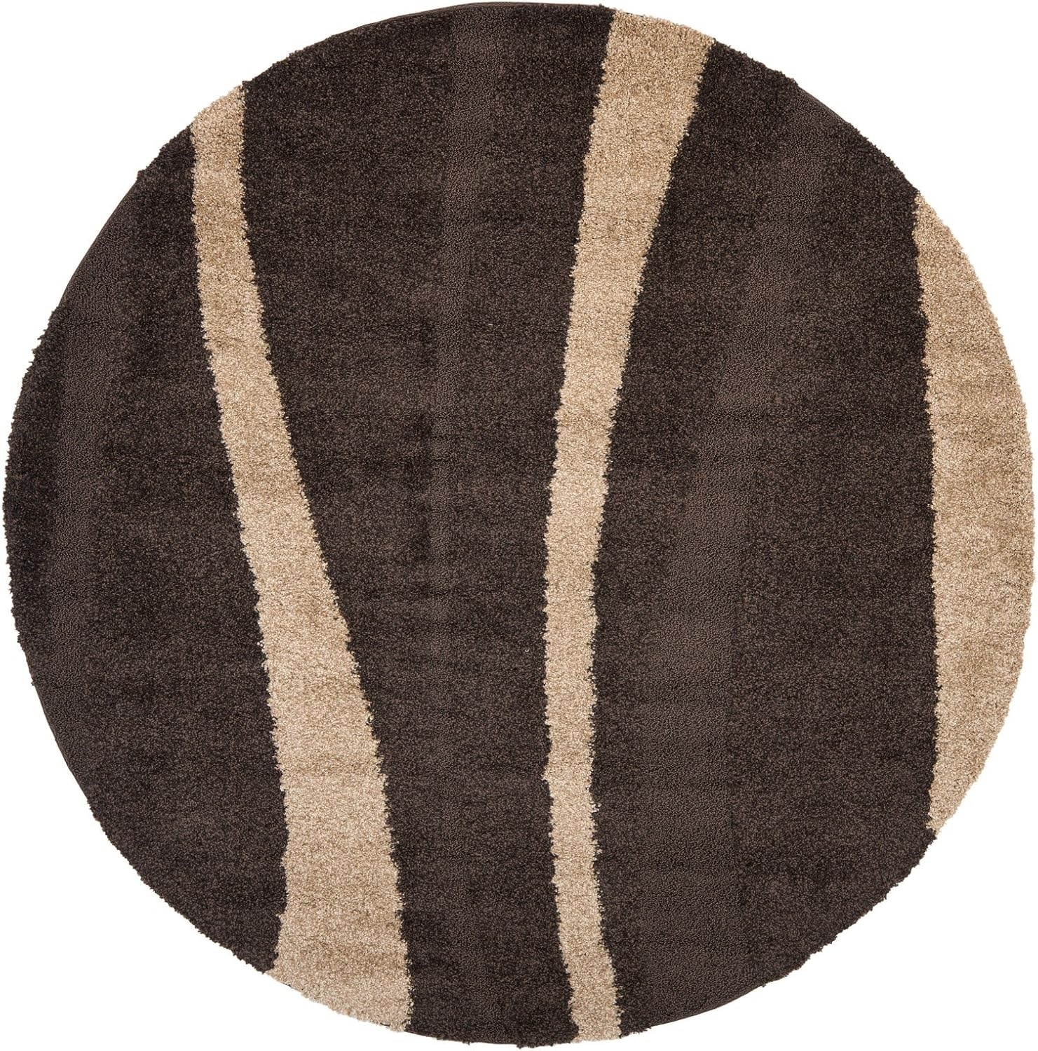 image:imageSAFAVIEH Area Rug 8x10 Florida Shag Collection Large Cream amp Dark Brown Stripe Design NonShedding amp Easy Cleaning Plush Thick Pile Ideal for Living Room Bedroom Dining Space SG4511128