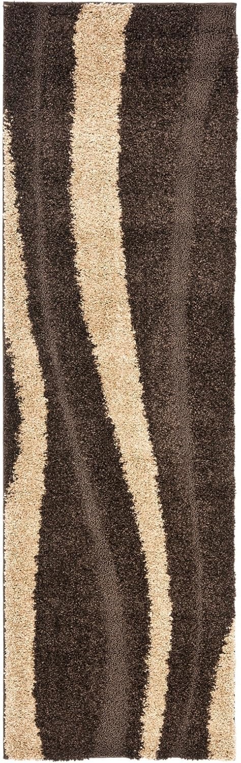 image:imageSAFAVIEH Area Rug 8x10 Florida Shag Collection Large Cream amp Dark Brown Stripe Design NonShedding amp Easy Cleaning Plush Thick Pile Ideal for Living Room Bedroom Dining Space SG4511128