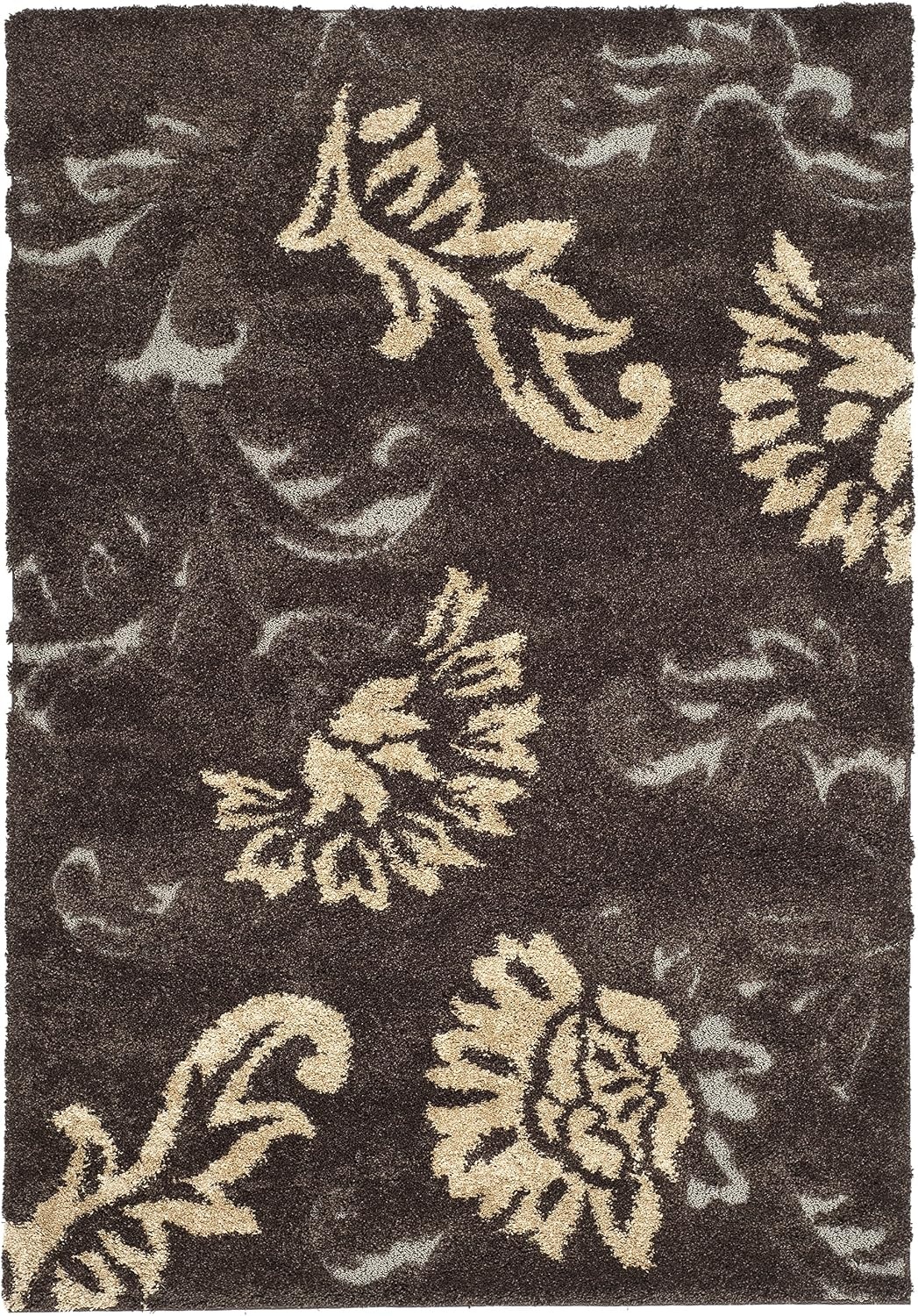 image:imageSAFAVIEH Area Rug 8x10 Florida Shag Collection Large Dark Brown amp Smoke Floral Pattern NonShedding amp Easy Cleaning Plush Thick Pile Ideal for Living Room Bedroom Dining Space SG4632879