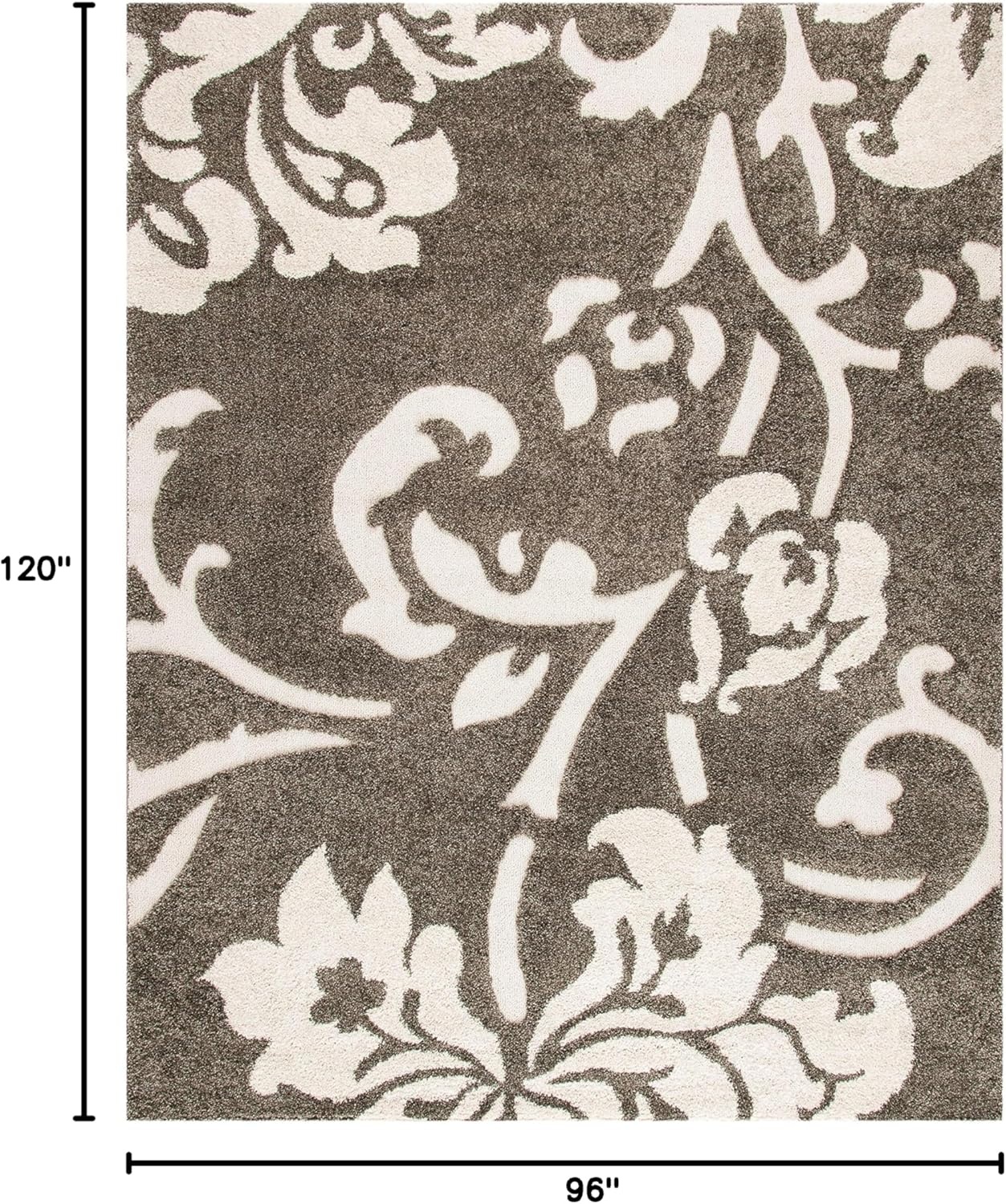 image:imageSAFAVIEH Area Rug 8x10 Florida Shag Collection Large Smoke amp Beige Floral Design NonShedding amp Easy Cleaning Plush Thick Pile Ideal for Living Room Bedroom Dining Space SG4587913