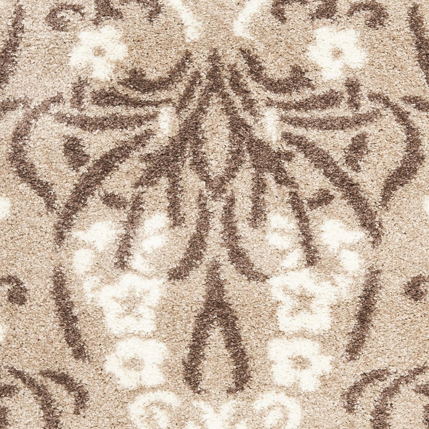 image:imageSAFAVIEH Area Rug 8x10 Florida Shag Collection Large Smoke amp Beige Floral Design NonShedding amp Easy Cleaning Plush Thick Pile Ideal for Living Room Bedroom Dining Space SG4577913BeigeCream