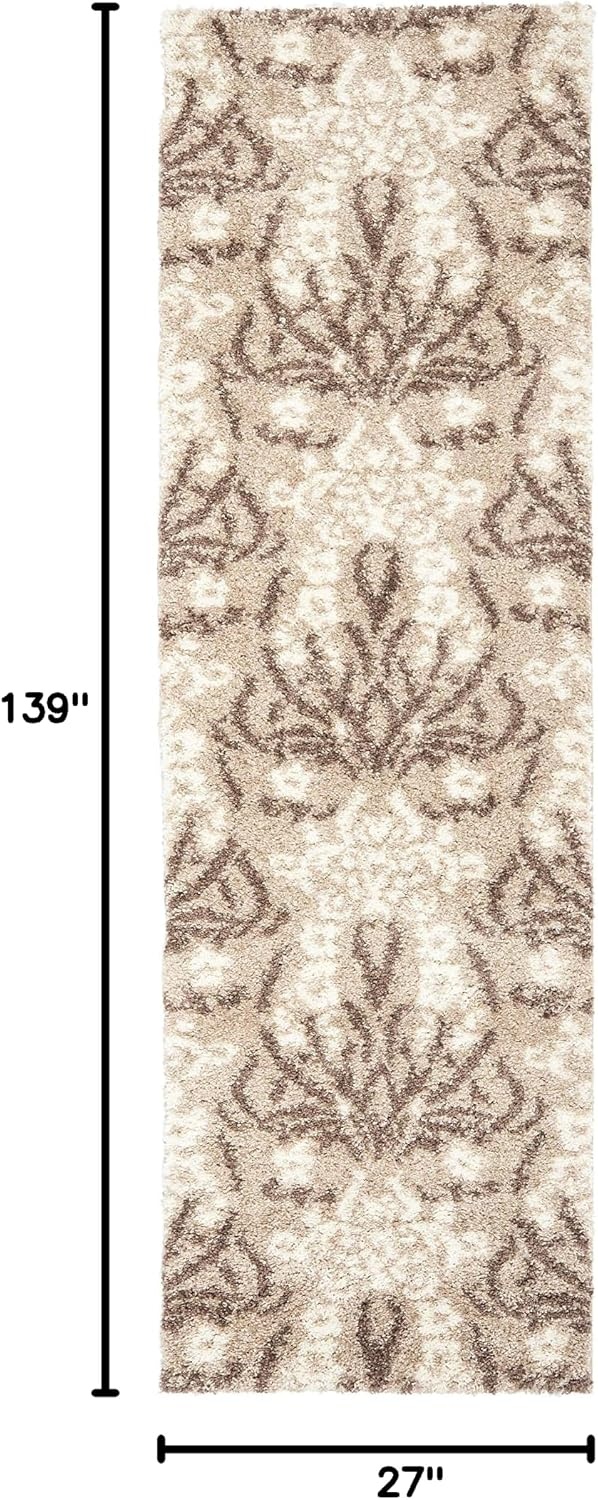 image:imageSAFAVIEH Area Rug 8x10 Florida Shag Collection Large Smoke amp Beige Floral Design NonShedding amp Easy Cleaning Plush Thick Pile Ideal for Living Room Bedroom Dining Space SG4577913BeigeCream