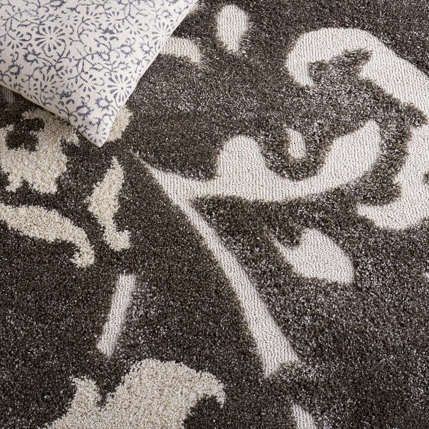 image:imageSAFAVIEH Area Rug 8x10 Florida Shag Collection Large Smoke amp Beige Floral Design NonShedding amp Easy Cleaning Plush Thick Pile Ideal for Living Room Bedroom Dining Space SG4587913