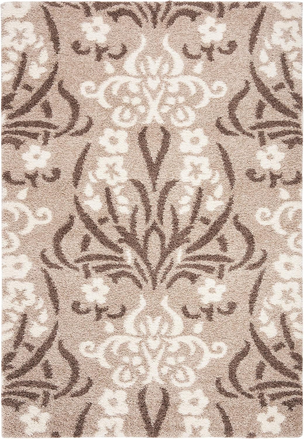 image:imageSAFAVIEH Area Rug 8x10 Florida Shag Collection Large Smoke amp Beige Floral Design NonShedding amp Easy Cleaning Plush Thick Pile Ideal for Living Room Bedroom Dining Space SG4577913BeigeCream