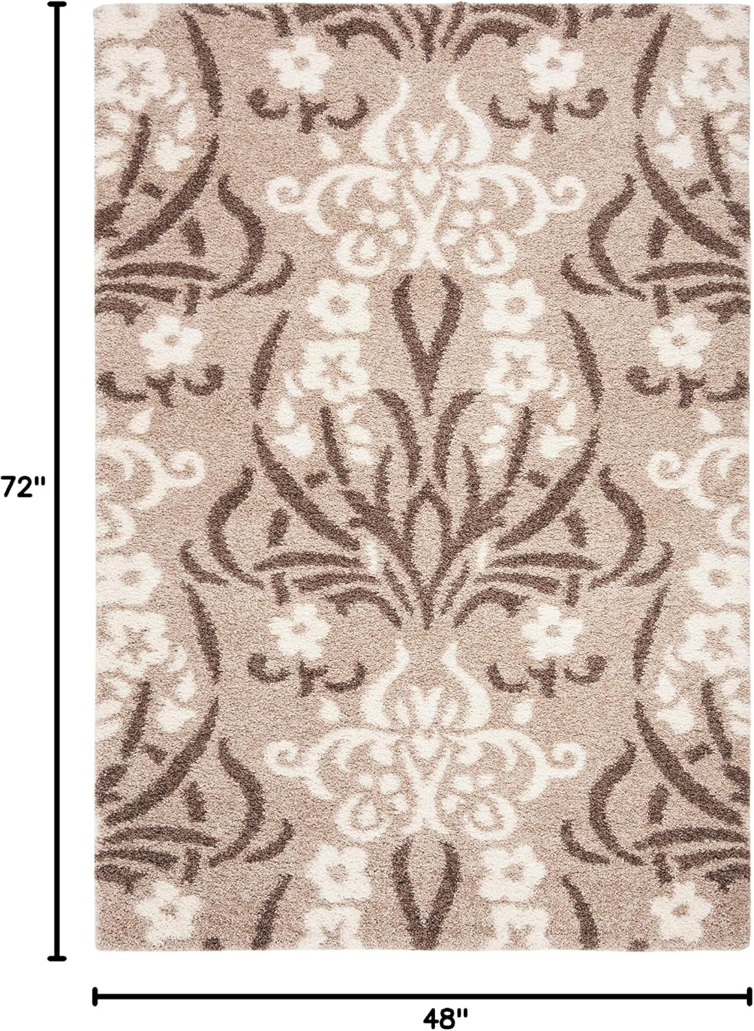 image:imageSAFAVIEH Area Rug 8x10 Florida Shag Collection Large Smoke amp Beige Floral Design NonShedding amp Easy Cleaning Plush Thick Pile Ideal for Living Room Bedroom Dining Space SG4577913BeigeCream