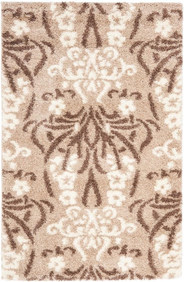 image:imageSAFAVIEH Area Rug 8x10 Florida Shag Collection Large Smoke amp Beige Floral Design NonShedding amp Easy Cleaning Plush Thick Pile Ideal for Living Room Bedroom Dining Space SG4577913BeigeCream