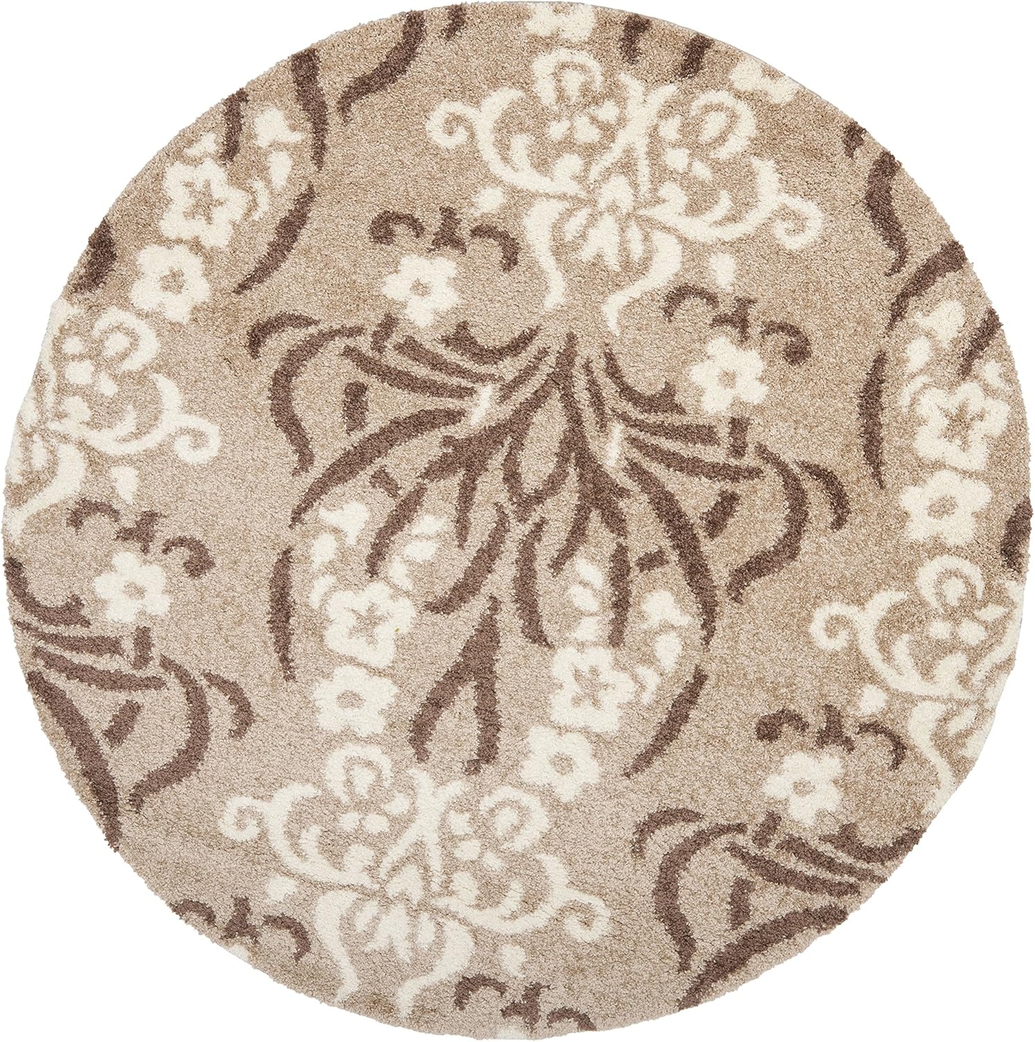 image:imageSAFAVIEH Area Rug 8x10 Florida Shag Collection Large Smoke amp Beige Floral Design NonShedding amp Easy Cleaning Plush Thick Pile Ideal for Living Room Bedroom Dining Space SG4577913BeigeCream
