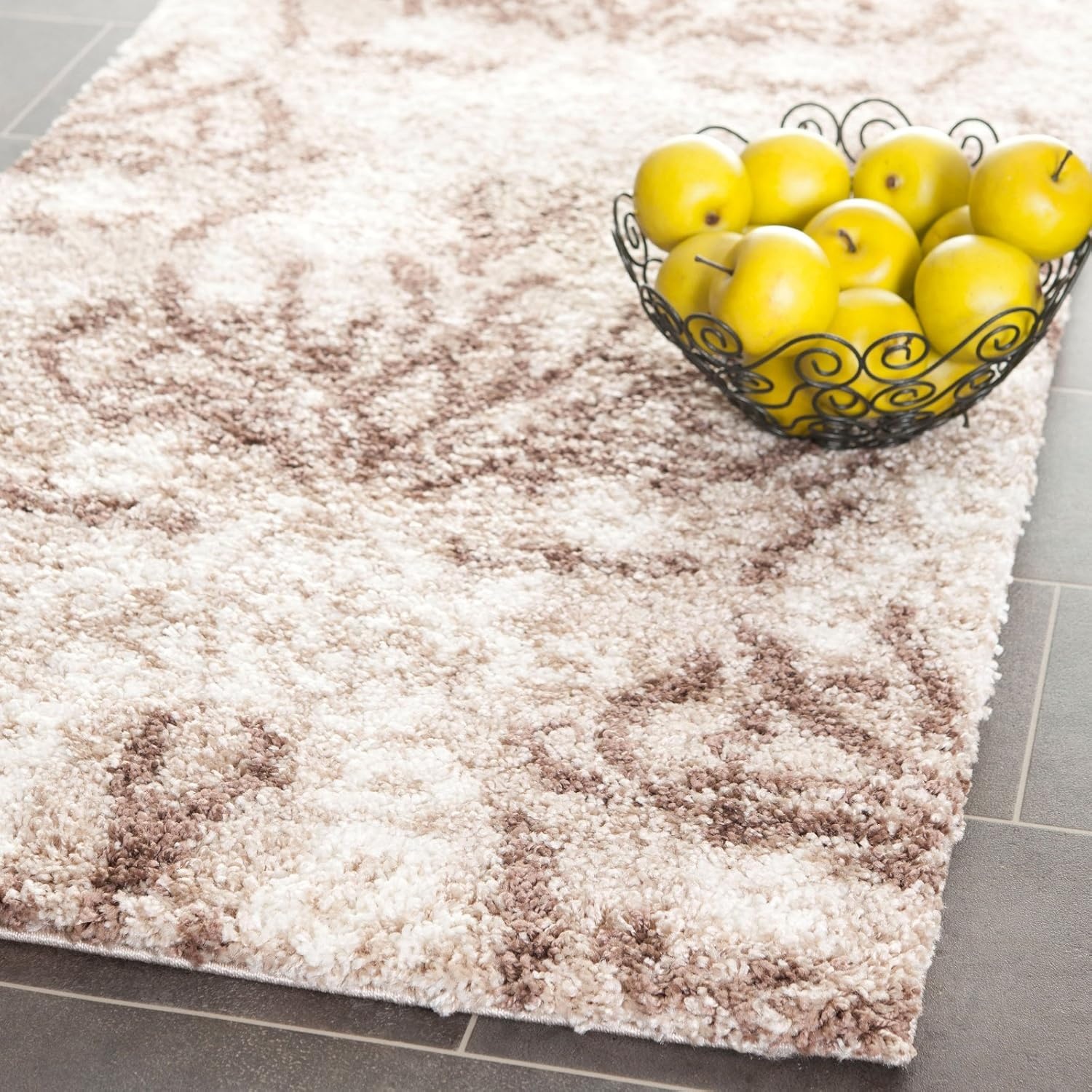 image:imageSAFAVIEH Area Rug 8x10 Florida Shag Collection Large Smoke amp Beige Floral Design NonShedding amp Easy Cleaning Plush Thick Pile Ideal for Living Room Bedroom Dining Space SG4577913BeigeCream
