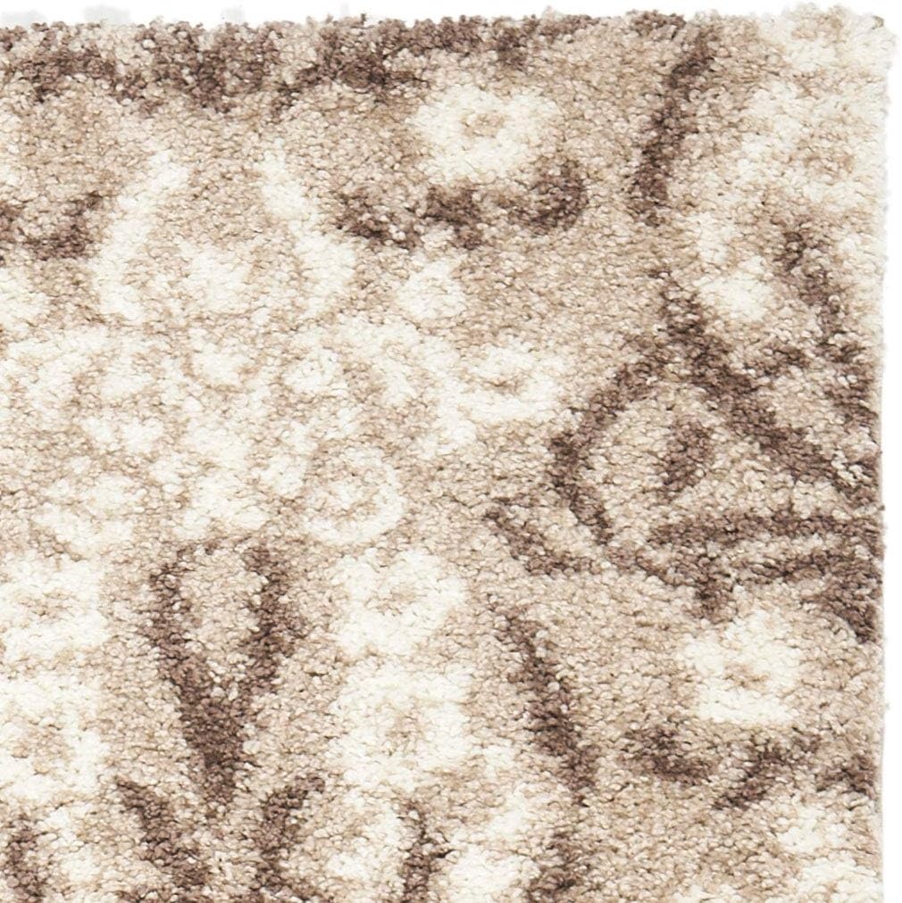 image:imageSAFAVIEH Area Rug 8x10 Florida Shag Collection Large Smoke amp Beige Floral Design NonShedding amp Easy Cleaning Plush Thick Pile Ideal for Living Room Bedroom Dining Space SG4577913BeigeCream