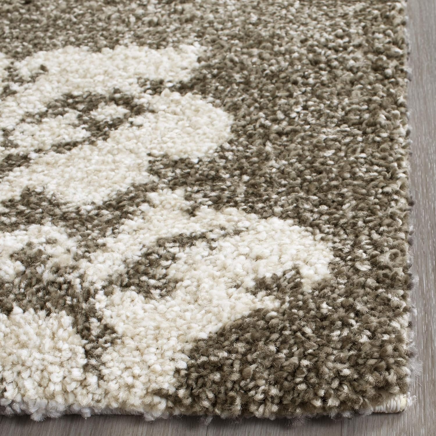 image:imageSAFAVIEH Area Rug 8x10 Florida Shag Collection Large Smoke amp Beige Floral Design NonShedding amp Easy Cleaning Plush Thick Pile Ideal for Living Room Bedroom Dining Space SG4587913
