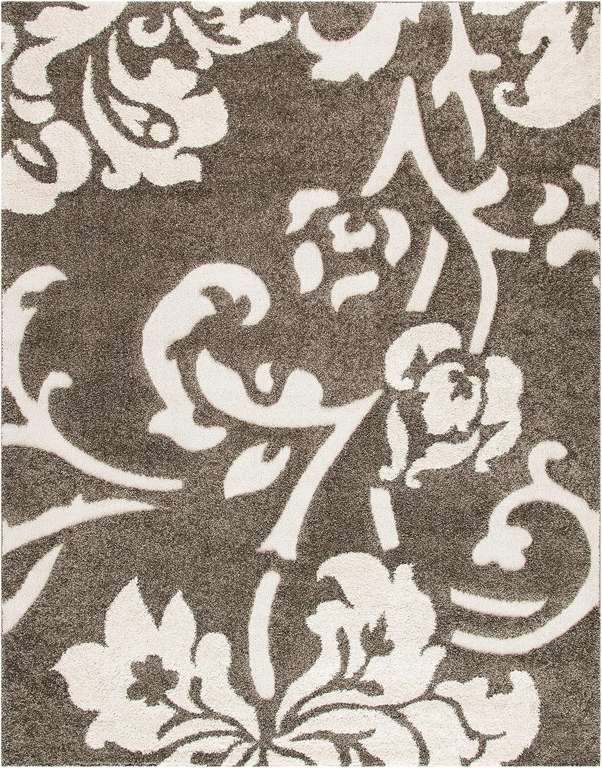 image:imageSAFAVIEH Area Rug 8x10 Florida Shag Collection Large Smoke amp Beige Floral Design NonShedding amp Easy Cleaning Plush Thick Pile Ideal for Living Room Bedroom Dining Space SG4587913
