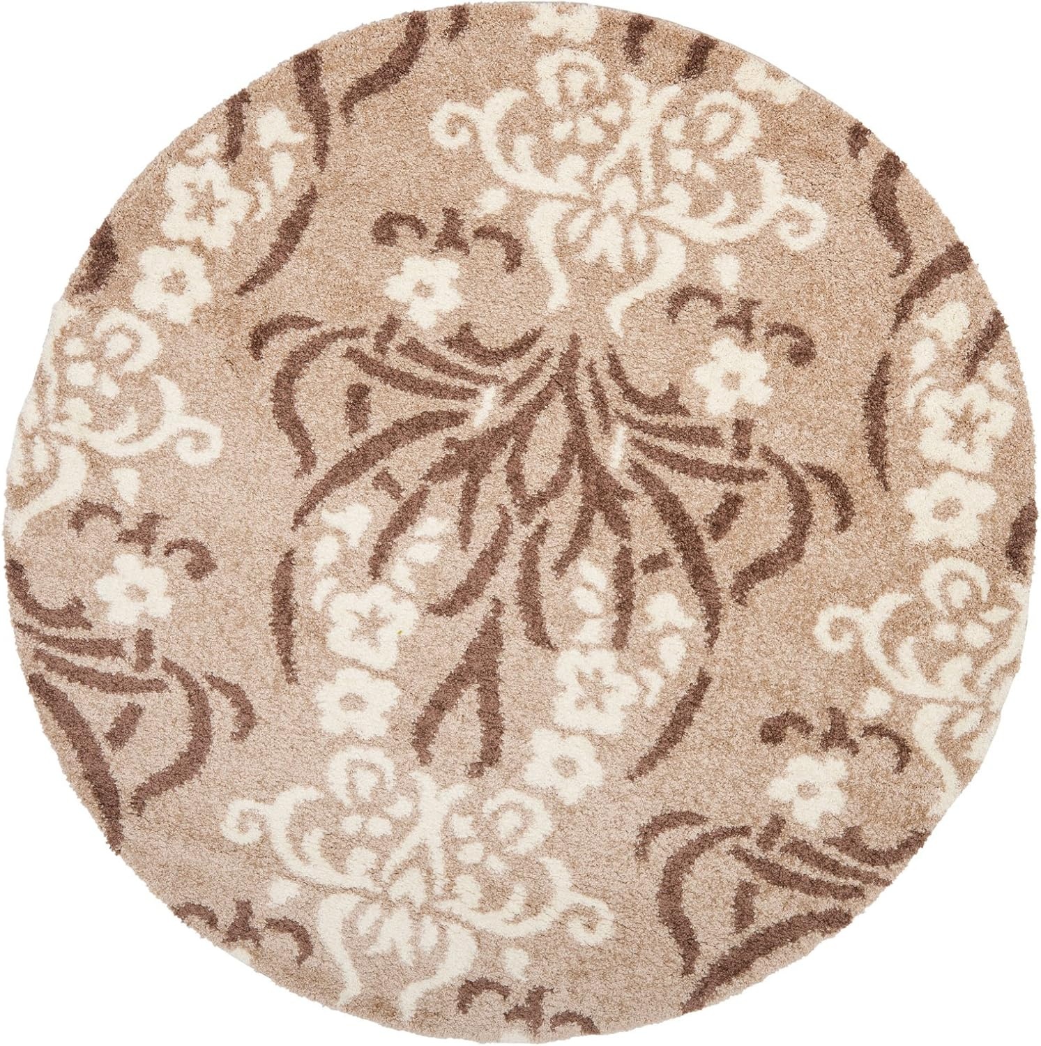 image:imageSAFAVIEH Area Rug 8x10 Florida Shag Collection Large Smoke amp Beige Floral Design NonShedding amp Easy Cleaning Plush Thick Pile Ideal for Living Room Bedroom Dining Space SG4577913BeigeCream