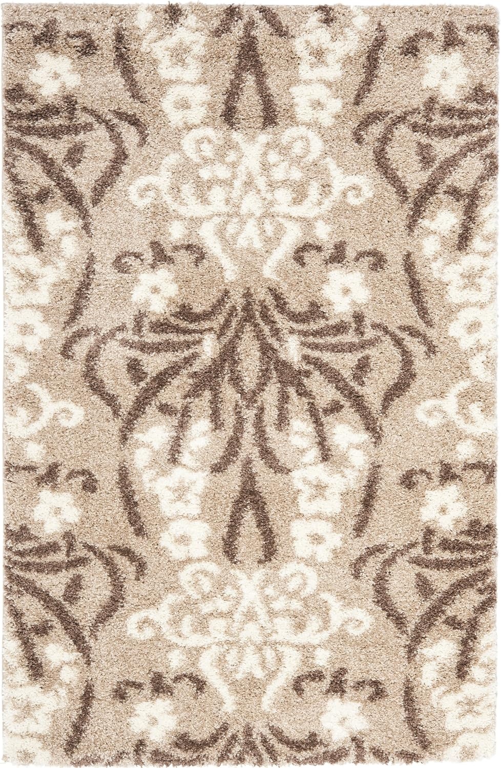 image:imageSAFAVIEH Area Rug 8x10 Florida Shag Collection Large Smoke amp Beige Floral Design NonShedding amp Easy Cleaning Plush Thick Pile Ideal for Living Room Bedroom Dining Space SG4577913BeigeCream