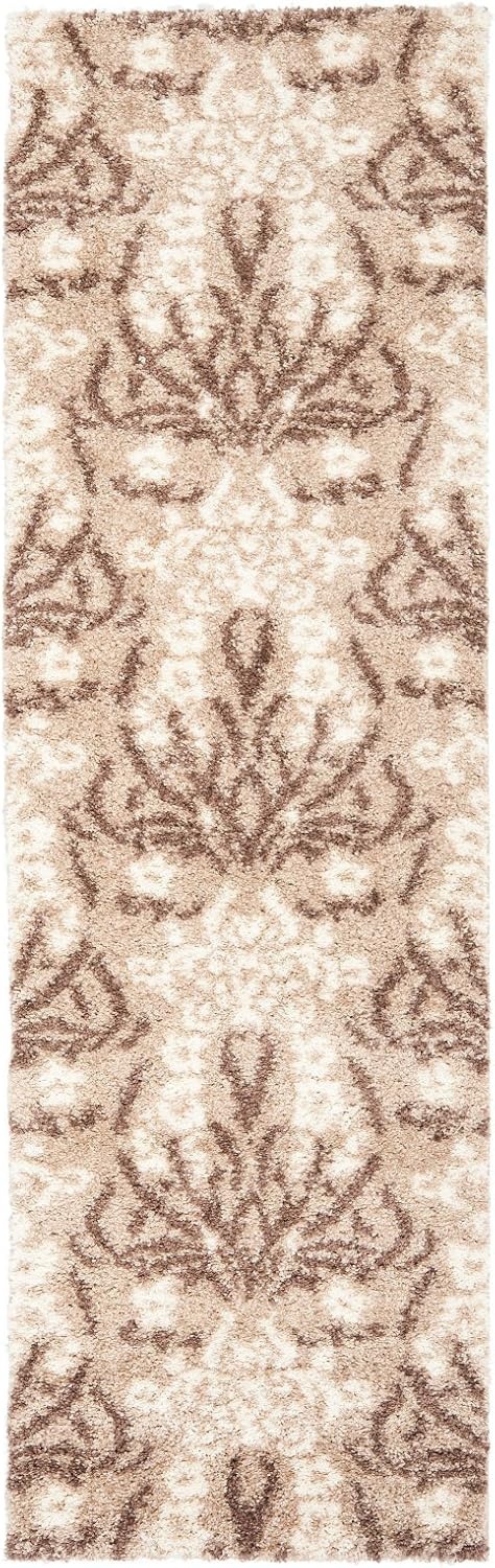 image:imageSAFAVIEH Area Rug 8x10 Florida Shag Collection Large Smoke amp Beige Floral Design NonShedding amp Easy Cleaning Plush Thick Pile Ideal for Living Room Bedroom Dining Space SG4577913BeigeCream