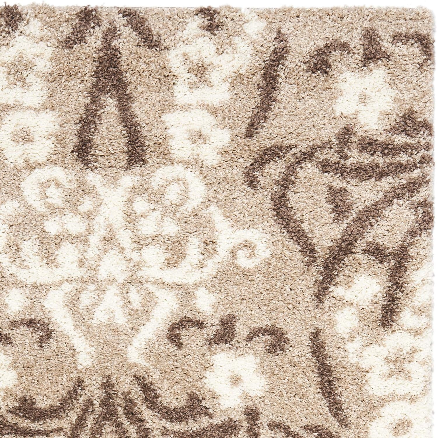 image:imageSAFAVIEH Area Rug 8x10 Florida Shag Collection Large Smoke amp Beige Floral Design NonShedding amp Easy Cleaning Plush Thick Pile Ideal for Living Room Bedroom Dining Space SG4577913BeigeCream