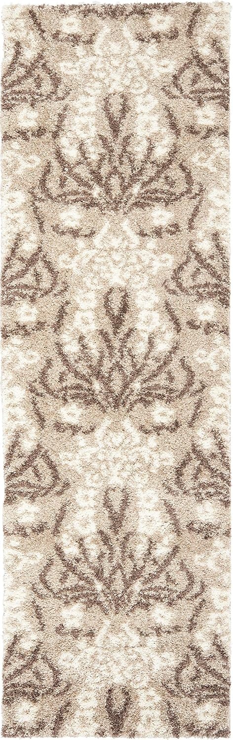 image:imageSAFAVIEH Area Rug 8x10 Florida Shag Collection Large Smoke amp Beige Floral Design NonShedding amp Easy Cleaning Plush Thick Pile Ideal for Living Room Bedroom Dining Space SG4577913BeigeCream