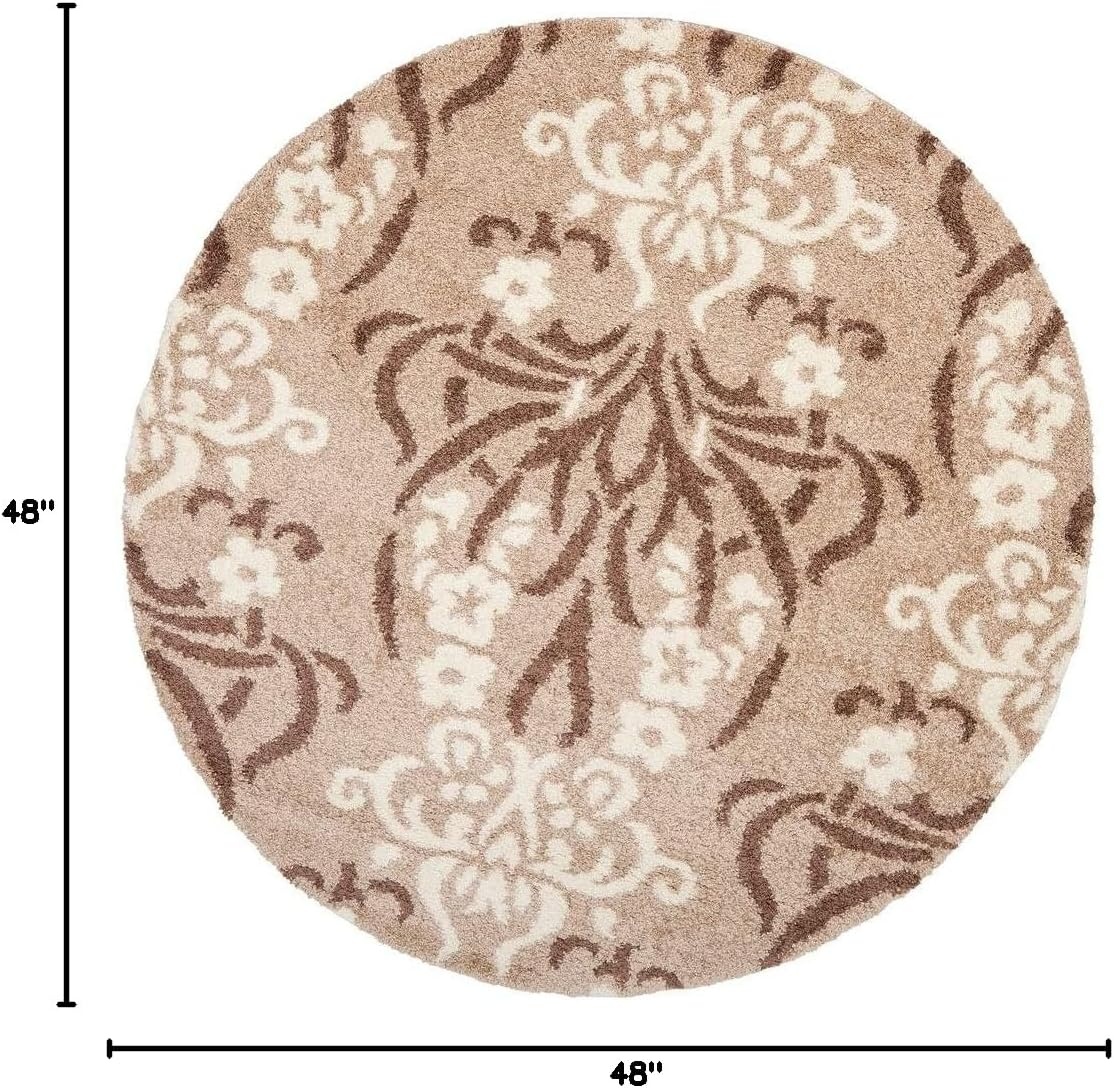 image:imageSAFAVIEH Area Rug 8x10 Florida Shag Collection Large Smoke amp Beige Floral Design NonShedding amp Easy Cleaning Plush Thick Pile Ideal for Living Room Bedroom Dining Space SG4577913BeigeCream