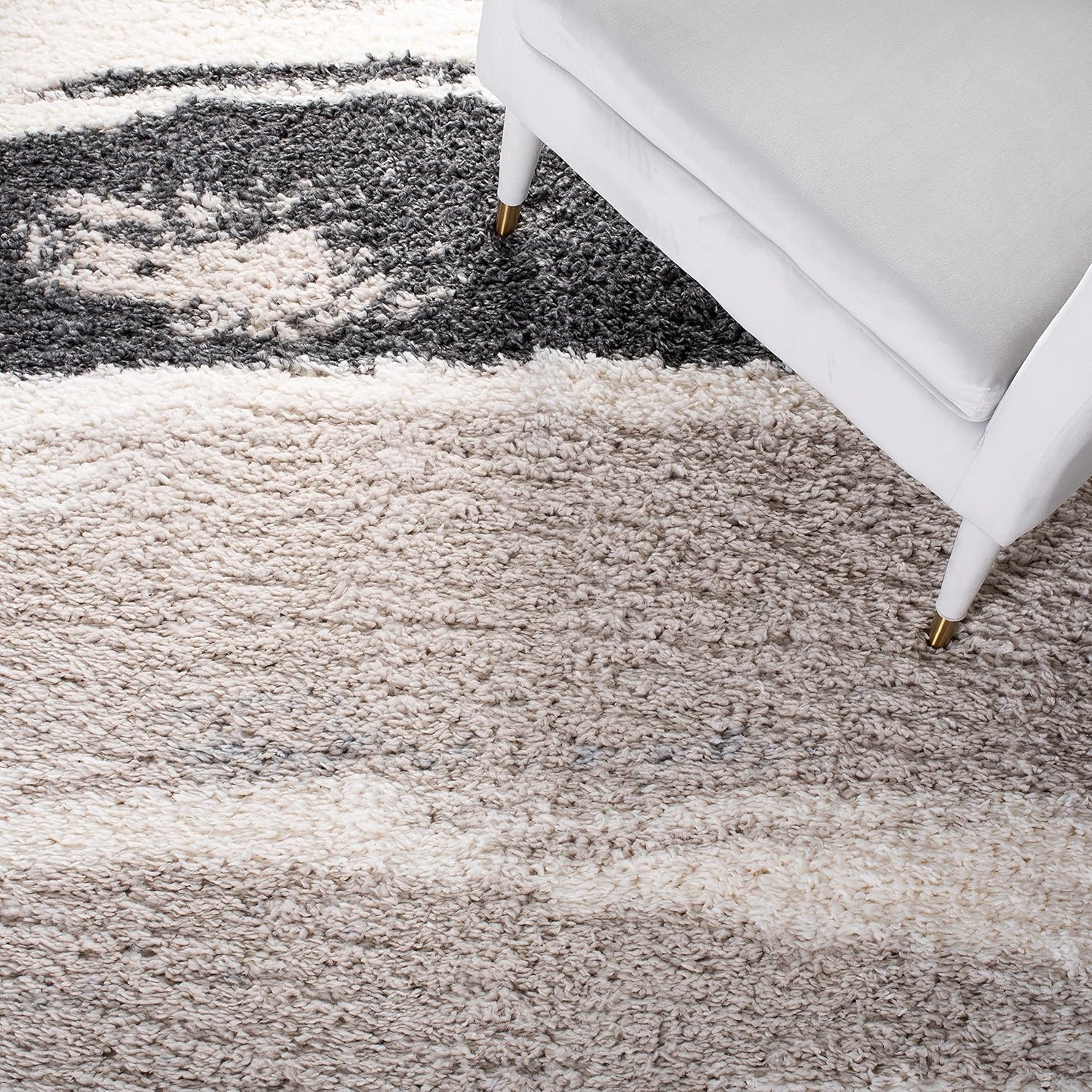 image:imageSAFAVIEH Area Rug 8x10 Fontana Shag Collection Large Grey amp Ivory Modern Design NonShedding amp Easy Cleaning Ultra Plush Thick Pile Ideal for Living Room Bedroom Dining Space FNT898FGreyIvory