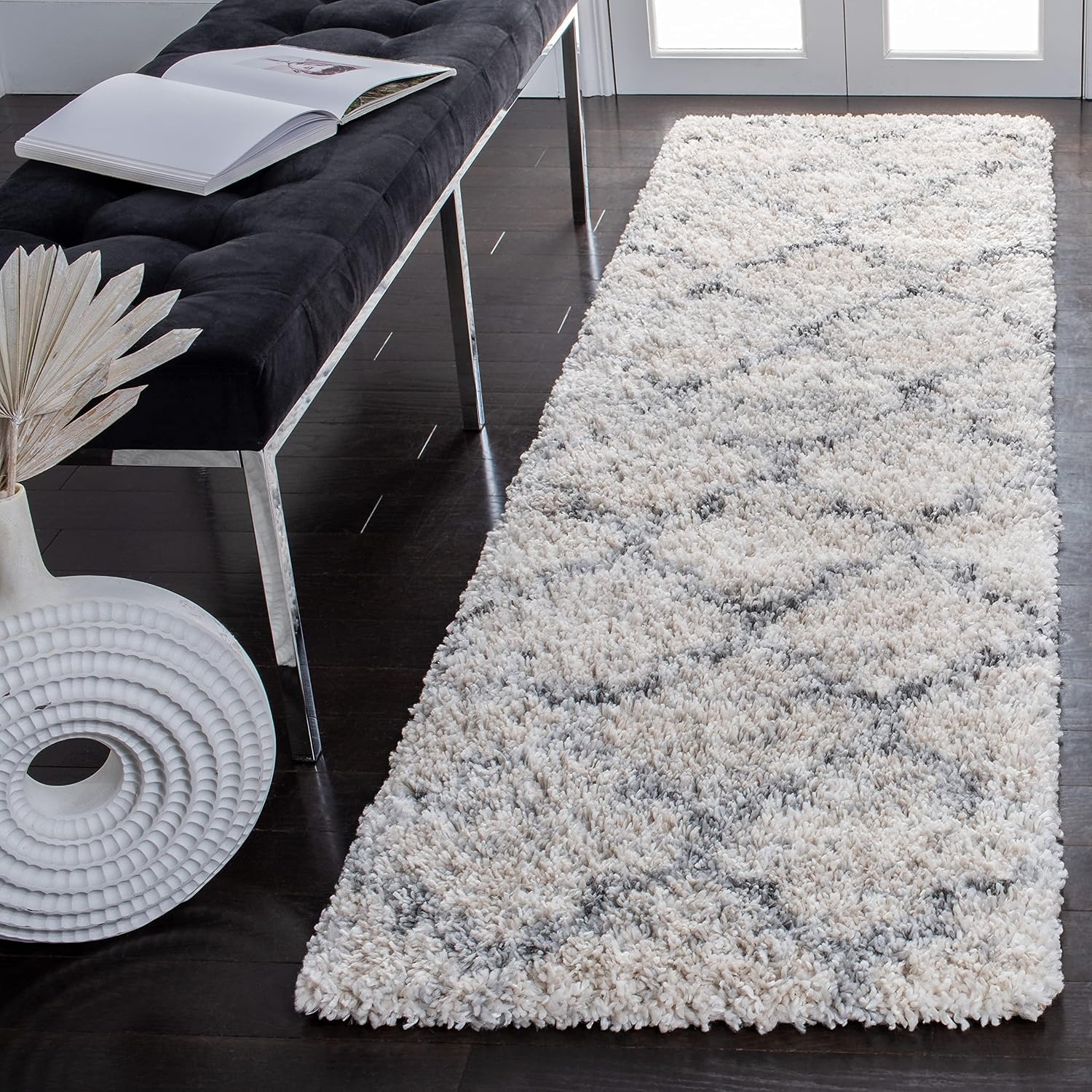 image:imageSAFAVIEH Area Rug 8x10 Fontana Shag Collection Large Grey amp Ivory Modern Design NonShedding amp Easy Cleaning Ultra Plush Thick Pile Ideal for Living Room Bedroom Dining Space FNT888FGreyIvory