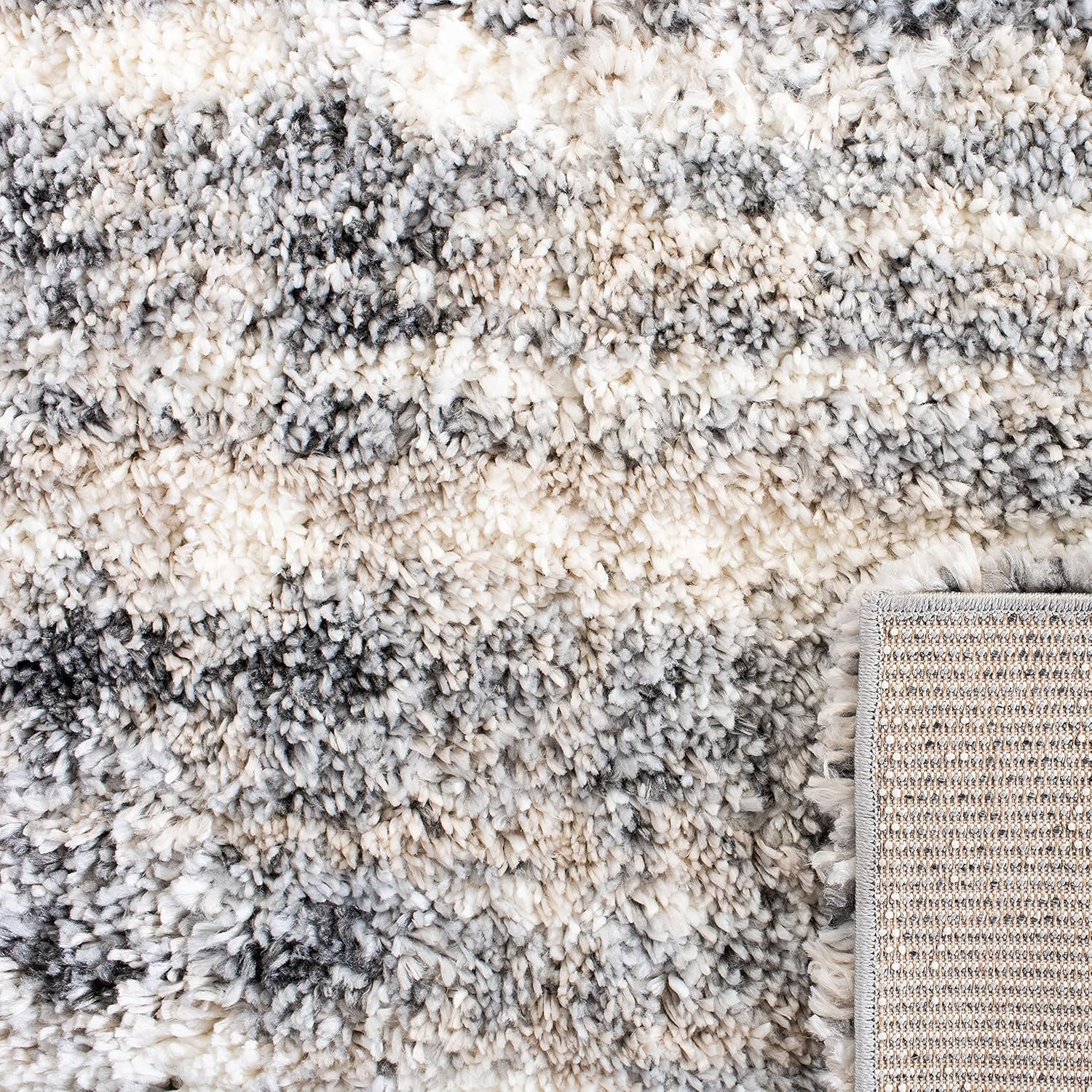 image:imageSAFAVIEH Area Rug 8x10 Fontana Shag Collection Large Grey amp Ivory Modern Design NonShedding amp Easy Cleaning Ultra Plush Thick Pile Ideal for Living Room Bedroom Dining Space FNT856G