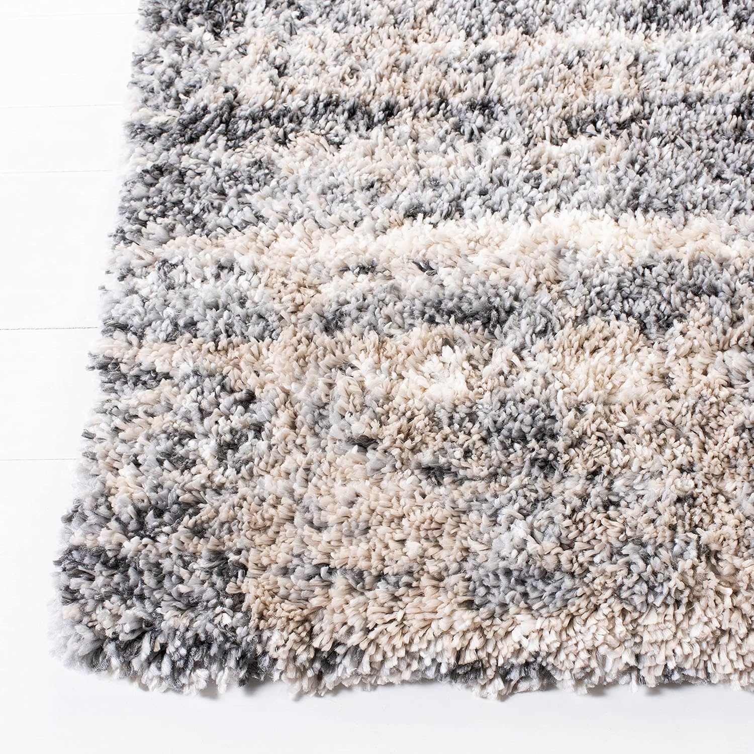 image:imageSAFAVIEH Area Rug 8x10 Fontana Shag Collection Large Grey amp Ivory Modern Design NonShedding amp Easy Cleaning Ultra Plush Thick Pile Ideal for Living Room Bedroom Dining Space FNT856G