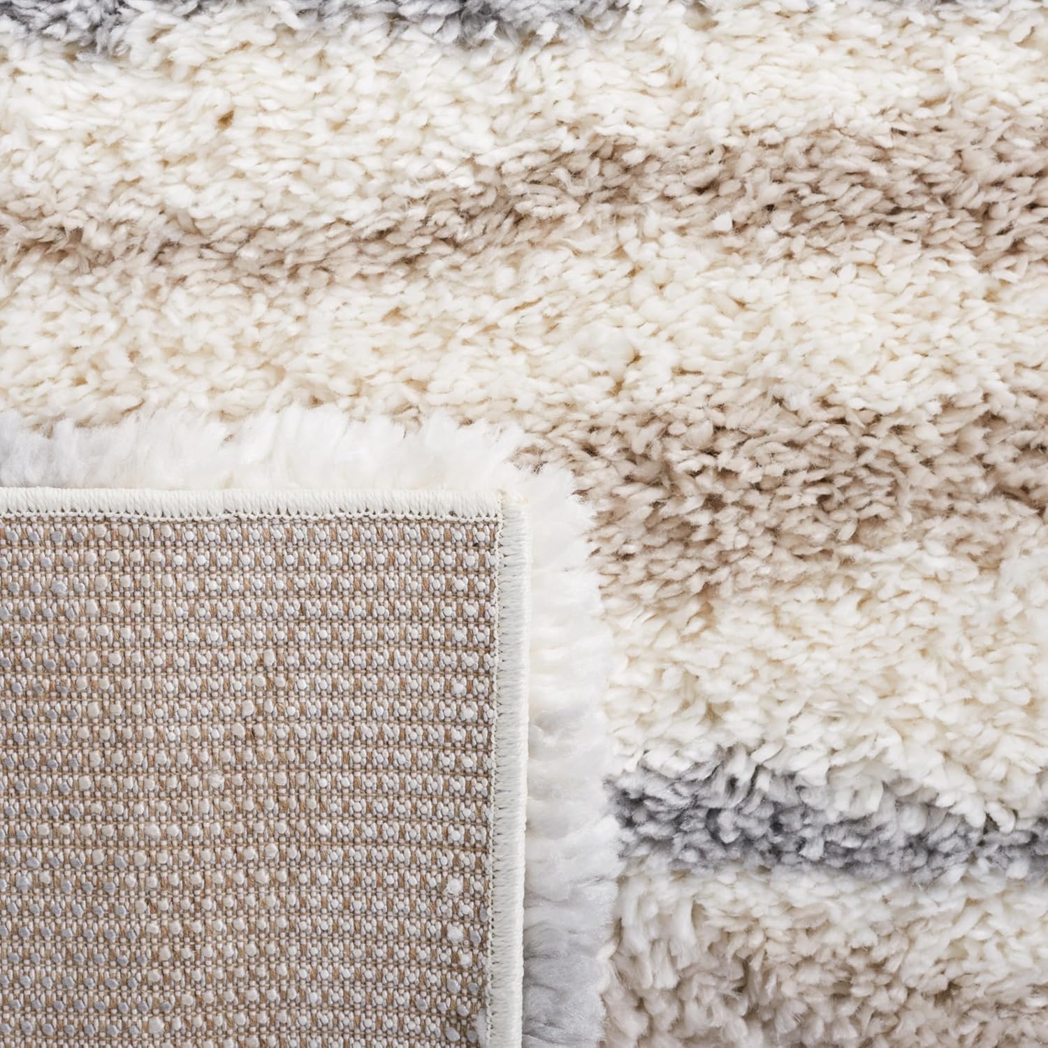 image:imageSAFAVIEH Area Rug 8x10 Fontana Shag Collection Large Ivory amp Grey Modern Design NonShedding amp Easy Cleaning Ultra Plush Thick Pile Ideal for Living Room Bedroom Dining Space FNT833AIvoryGrey