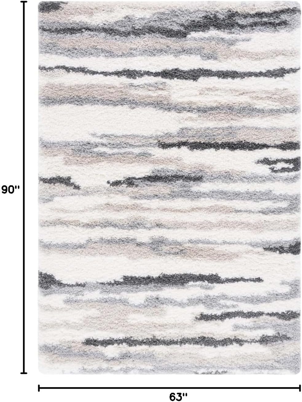 image:imageSAFAVIEH Area Rug 8x10 Fontana Shag Collection Large Ivory amp Grey Modern Design NonShedding amp Easy Cleaning Ultra Plush Thick Pile Ideal for Living Room Bedroom Dining Space FNT833AIvoryGrey