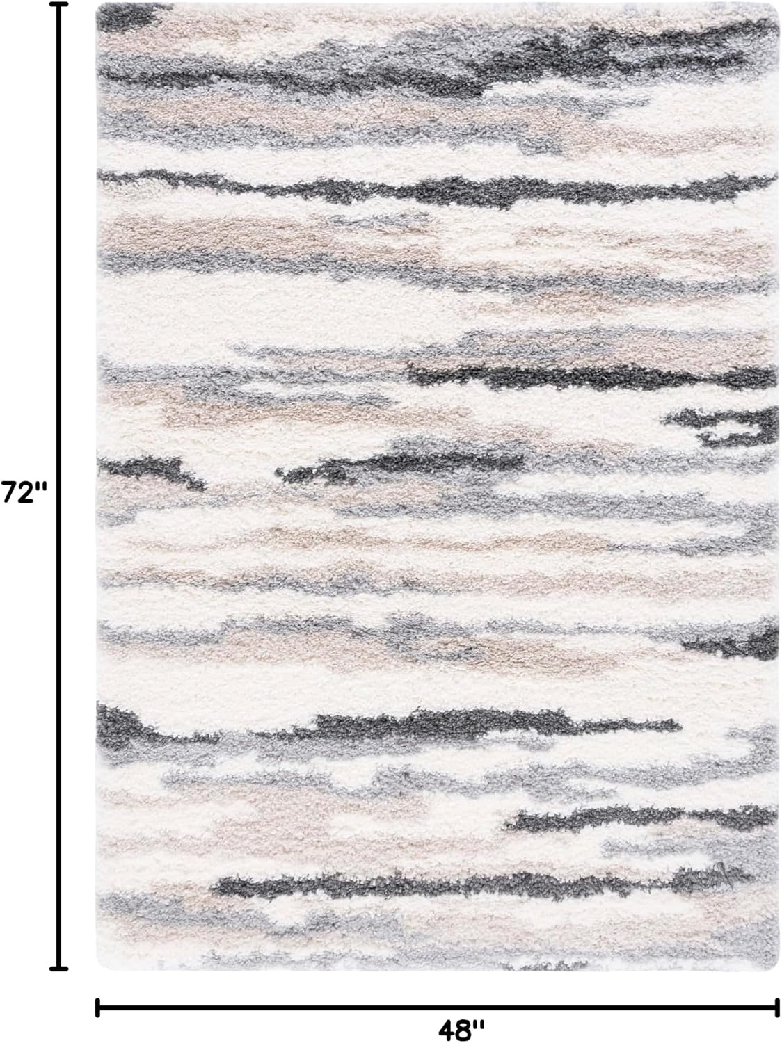 image:imageSAFAVIEH Area Rug 8x10 Fontana Shag Collection Large Ivory amp Grey Modern Design NonShedding amp Easy Cleaning Ultra Plush Thick Pile Ideal for Living Room Bedroom Dining Space FNT833AIvoryGrey