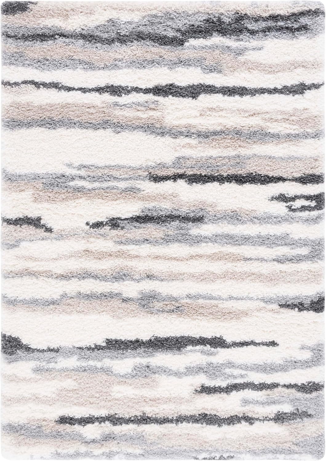 image:imageSAFAVIEH Area Rug 8x10 Fontana Shag Collection Large Ivory amp Grey Modern Design NonShedding amp Easy Cleaning Ultra Plush Thick Pile Ideal for Living Room Bedroom Dining Space FNT833AIvoryGrey