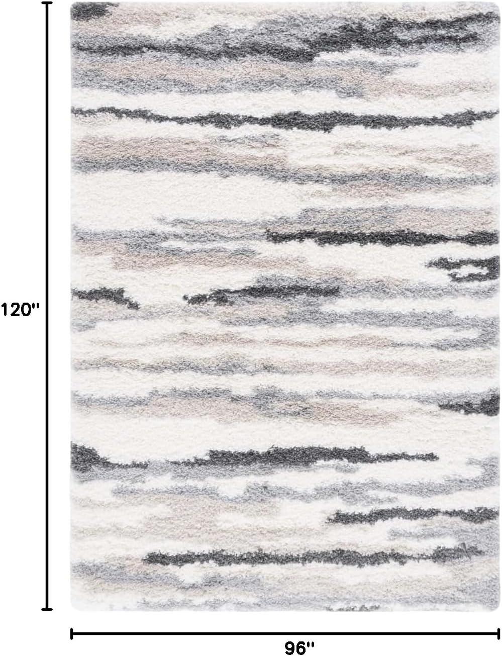image:imageSAFAVIEH Area Rug 8x10 Fontana Shag Collection Large Ivory amp Grey Modern Design NonShedding amp Easy Cleaning Ultra Plush Thick Pile Ideal for Living Room Bedroom Dining Space FNT833AIvoryGrey