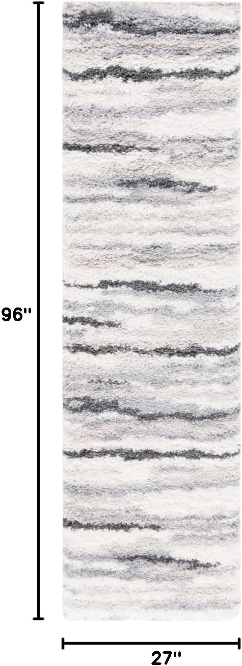 image:imageSAFAVIEH Area Rug 8x10 Fontana Shag Collection Large Ivory amp Grey Modern Design NonShedding amp Easy Cleaning Ultra Plush Thick Pile Ideal for Living Room Bedroom Dining Space FNT833AIvoryGrey