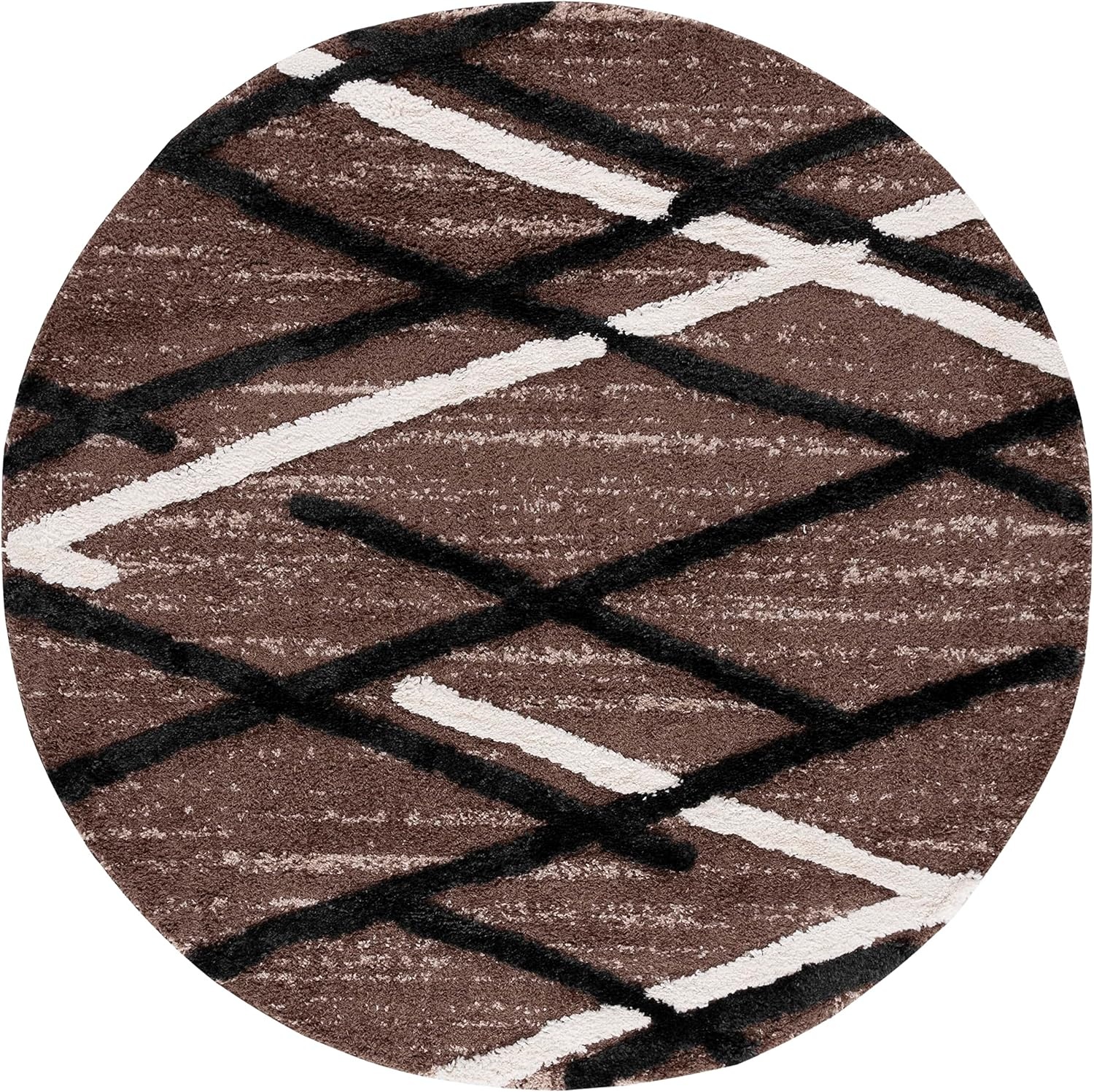image:imageSAFAVIEH Area Rug 8x10 HiLo Shag Collection Large Charcoal amp Ivory NonShedding amp Easy Cleaning Ultra Plush Thick Raised Pile Ideal for Living Room Bedroom Dining Space HLS206HBrownIvory Charcoal