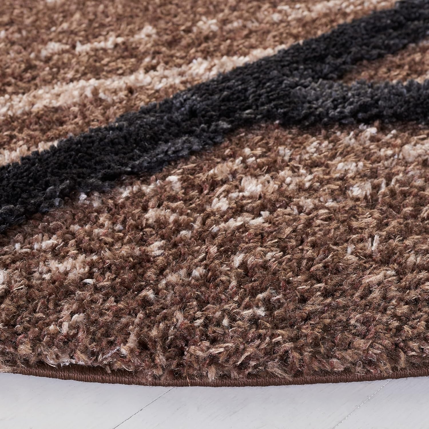 image:imageSAFAVIEH Area Rug 8x10 HiLo Shag Collection Large Charcoal amp Ivory NonShedding amp Easy Cleaning Ultra Plush Thick Raised Pile Ideal for Living Room Bedroom Dining Space HLS206HBrownIvory Charcoal