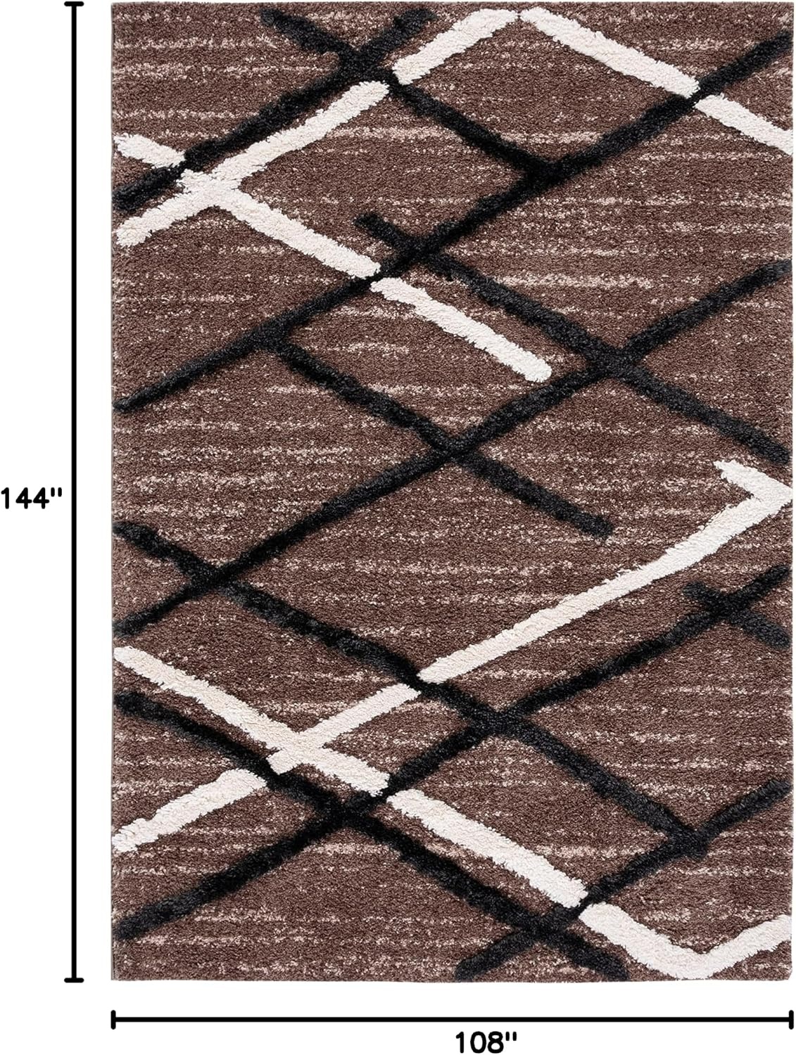 image:imageSAFAVIEH Area Rug 8x10 HiLo Shag Collection Large Charcoal amp Ivory NonShedding amp Easy Cleaning Ultra Plush Thick Raised Pile Ideal for Living Room Bedroom Dining Space HLS206HBrownIvory Charcoal