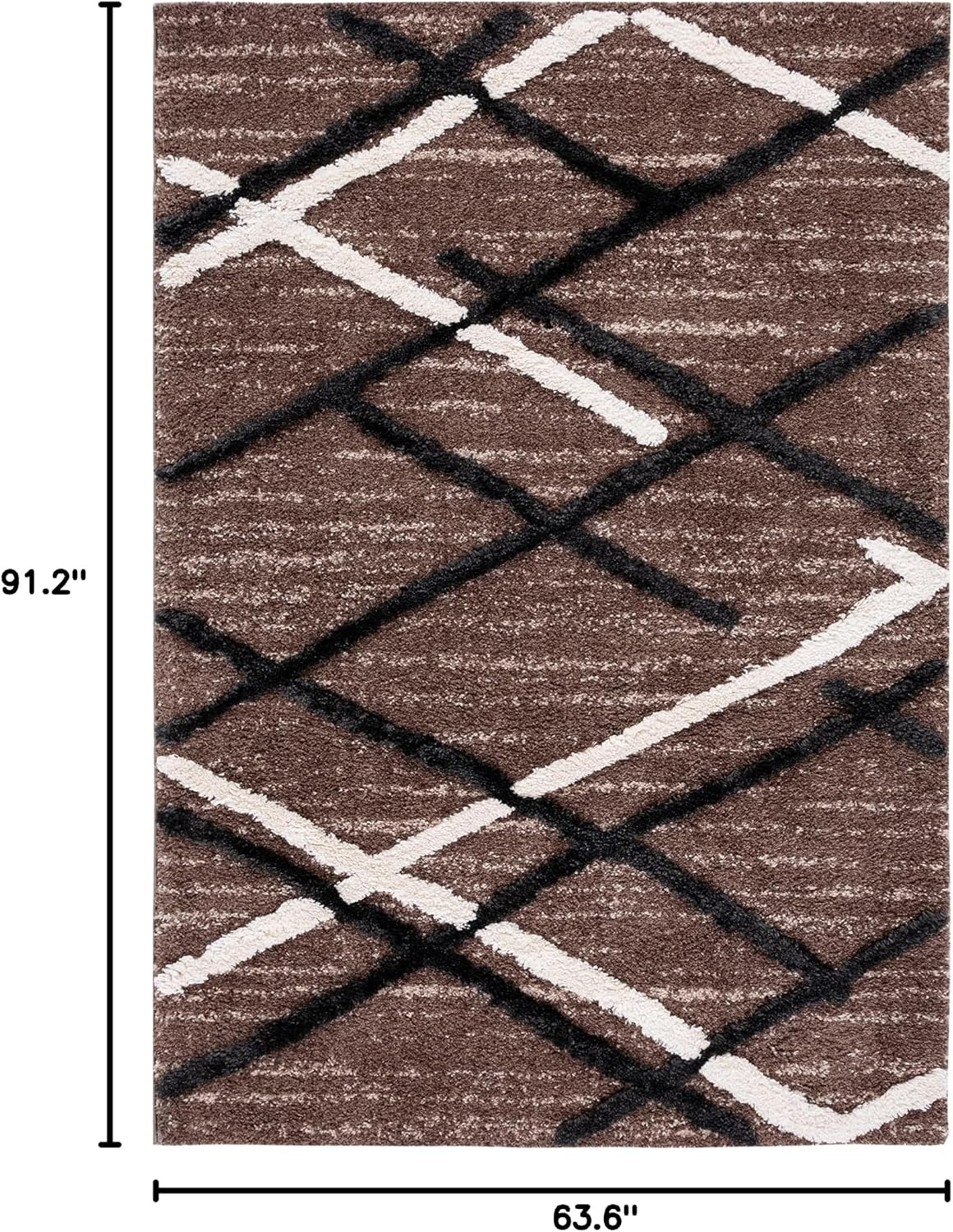 image:imageSAFAVIEH Area Rug 8x10 HiLo Shag Collection Large Charcoal amp Ivory NonShedding amp Easy Cleaning Ultra Plush Thick Raised Pile Ideal for Living Room Bedroom Dining Space HLS206HBrownIvory Charcoal