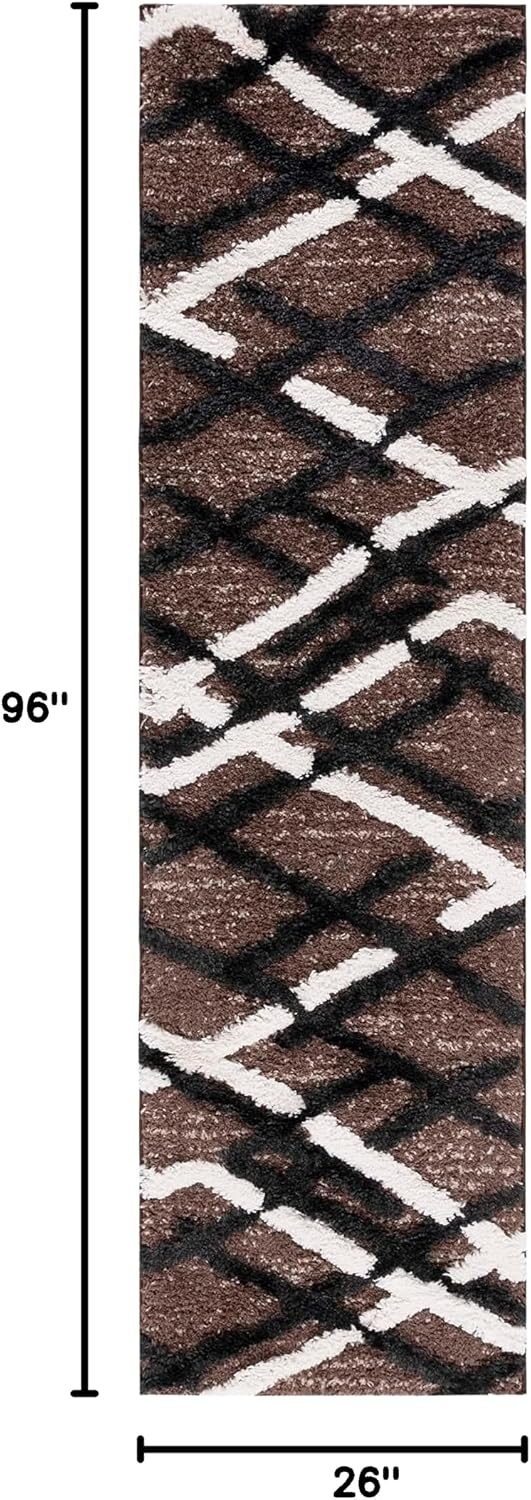 image:imageSAFAVIEH Area Rug 8x10 HiLo Shag Collection Large Charcoal amp Ivory NonShedding amp Easy Cleaning Ultra Plush Thick Raised Pile Ideal for Living Room Bedroom Dining Space HLS206HBrownIvory Charcoal