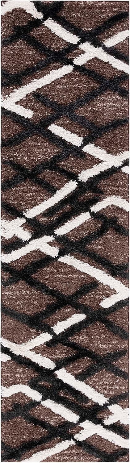 image:imageSAFAVIEH Area Rug 8x10 HiLo Shag Collection Large Charcoal amp Ivory NonShedding amp Easy Cleaning Ultra Plush Thick Raised Pile Ideal for Living Room Bedroom Dining Space HLS206HBrownIvory Charcoal
