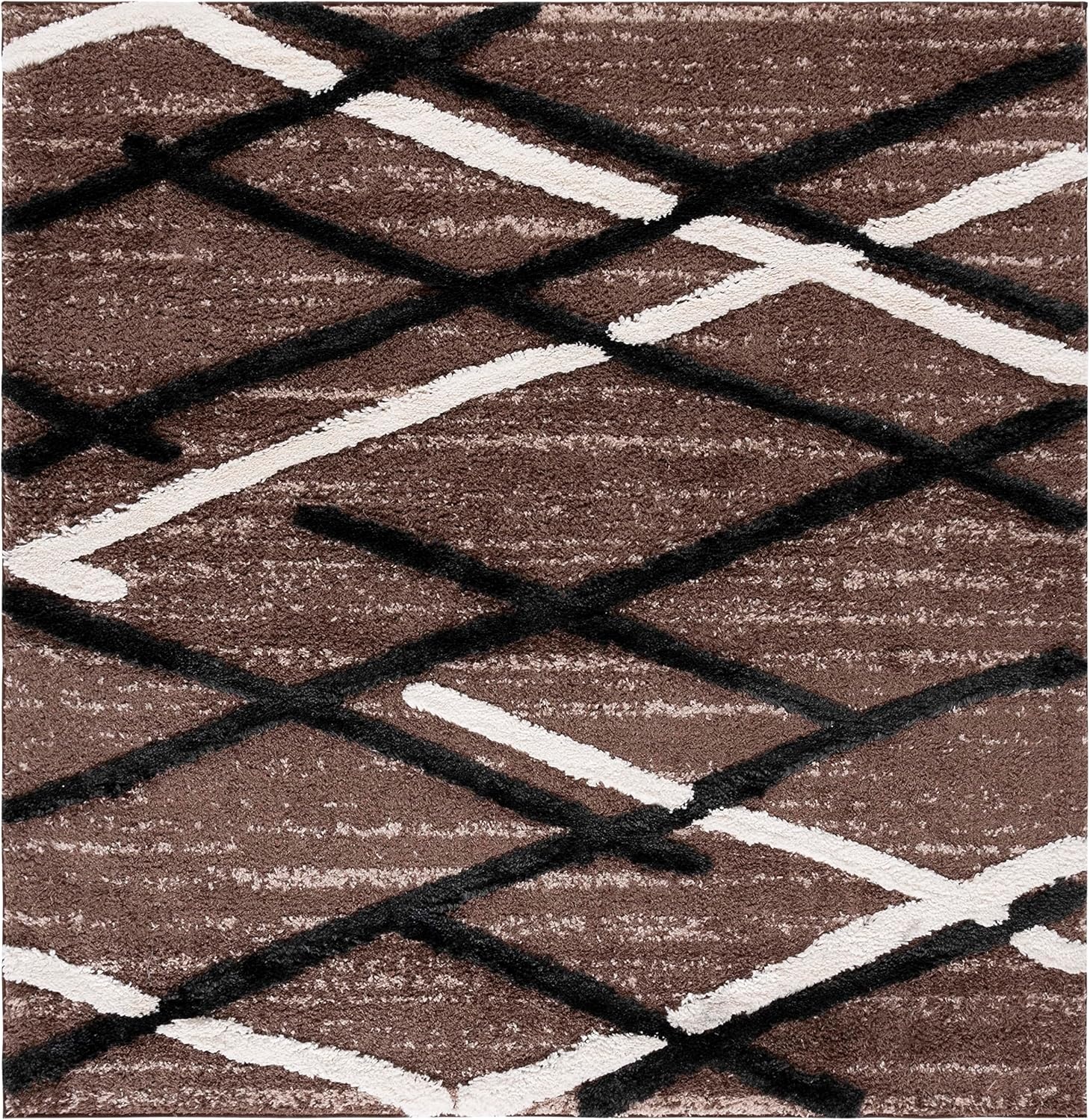 image:imageSAFAVIEH Area Rug 8x10 HiLo Shag Collection Large Charcoal amp Ivory NonShedding amp Easy Cleaning Ultra Plush Thick Raised Pile Ideal for Living Room Bedroom Dining Space HLS206HBrownIvory Charcoal